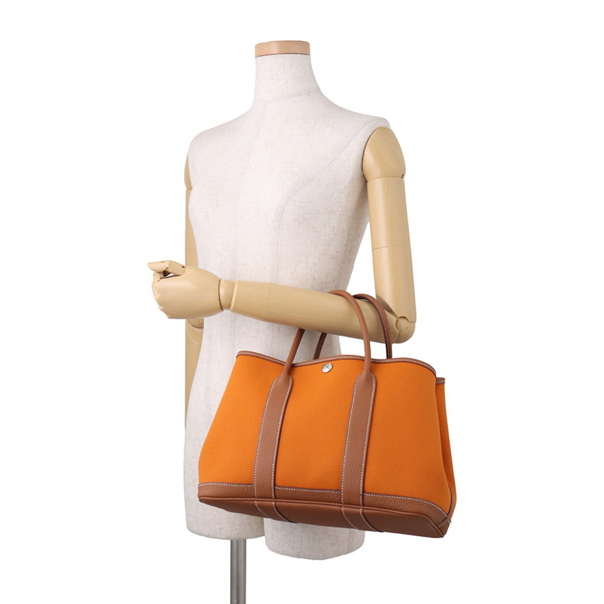 Hermes Apricot Gold Negonda Leather Canvas Tote Bag (Pre-Owned)