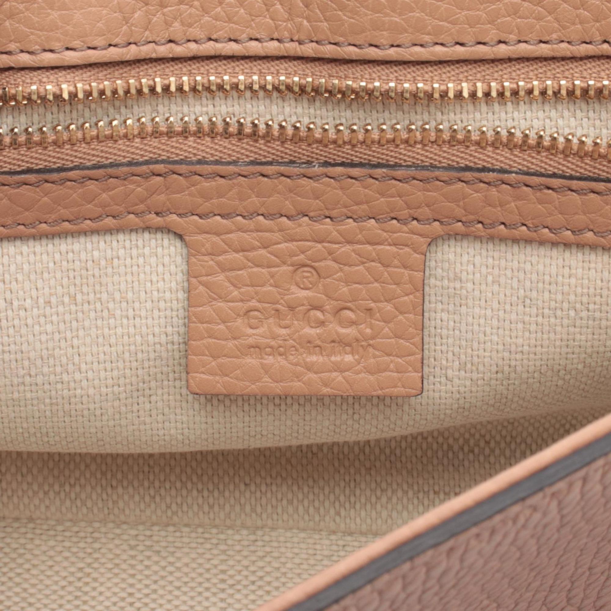 Gucci Pink Leather Handbag Shoulder Bag (Pre-Owned)