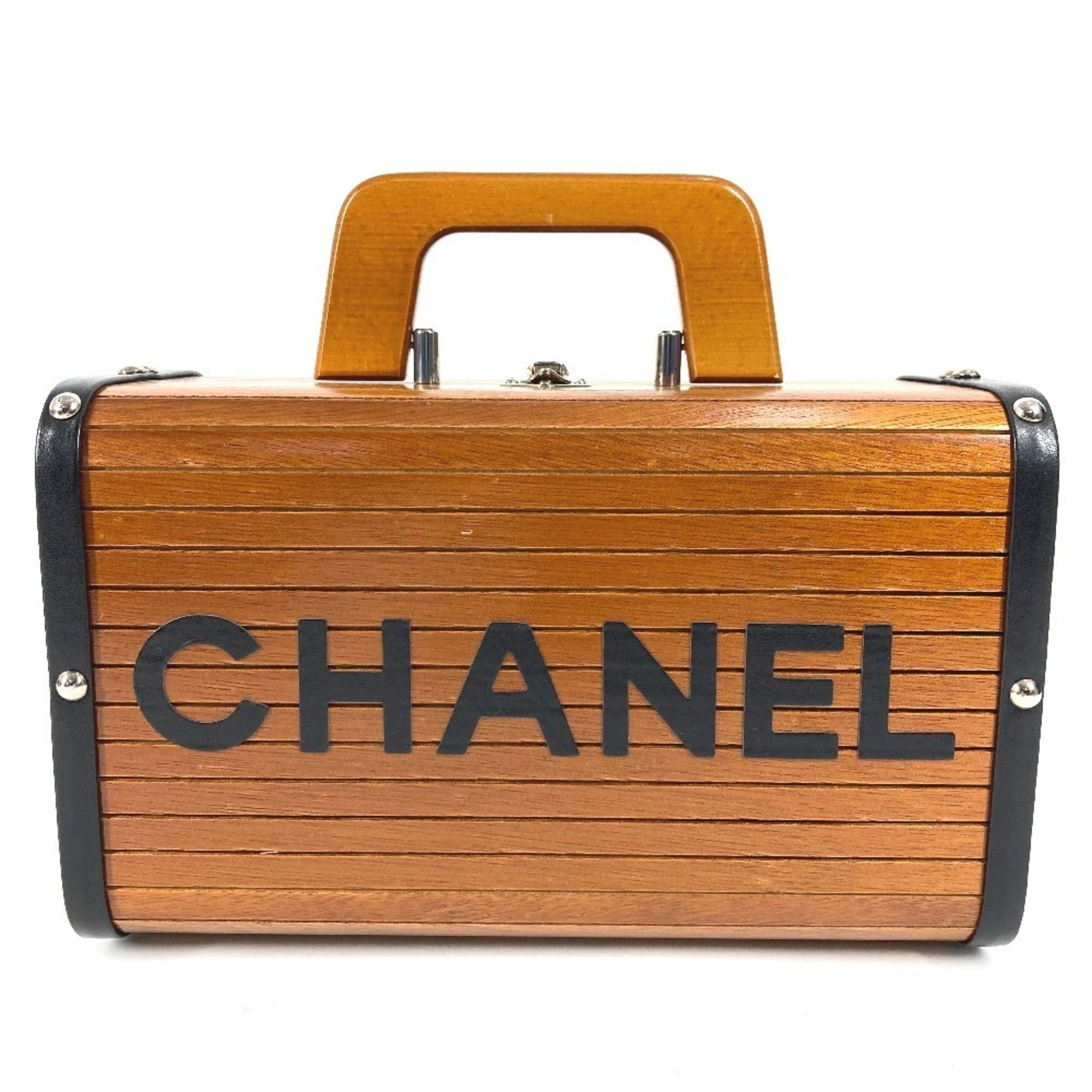 Chanel Black Brown Wood Handbag Vanity Bag (Pre-Owned)