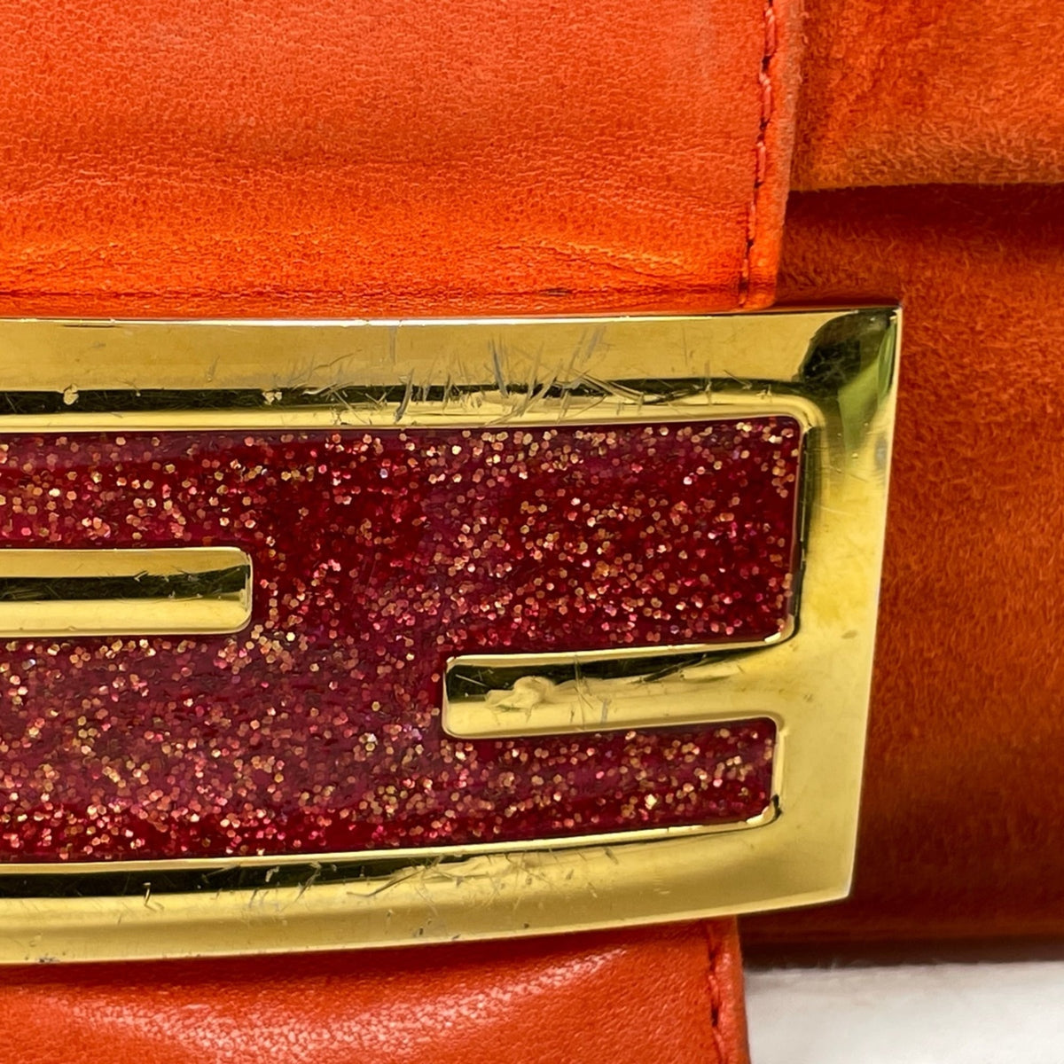 Fendi Red Color Suede Leather Shoulder Bag (Pre-Owned)