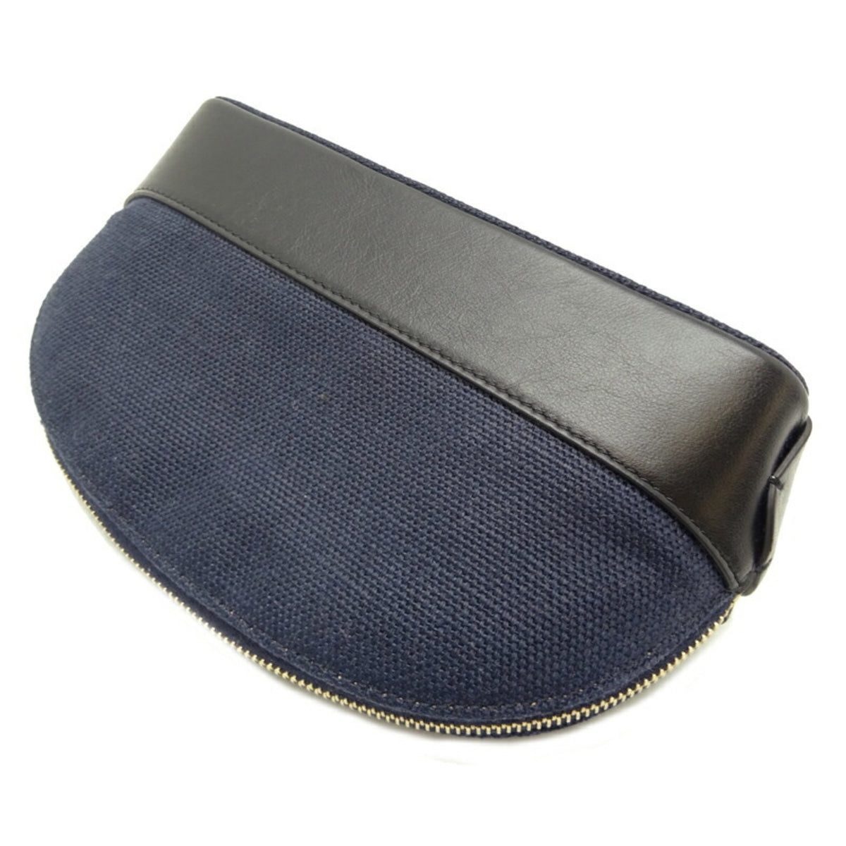 Chloé Black Navy Linen Leather Pouch Wash Bag (Pre-Owned)