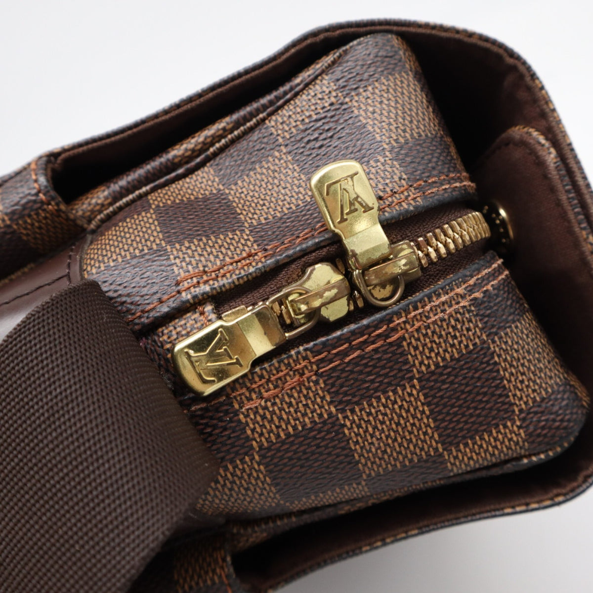 Louis Vuitton Beige Brown Damier Canvas Coated Canvas Leather Shoulder Bag (Pre-Owned)