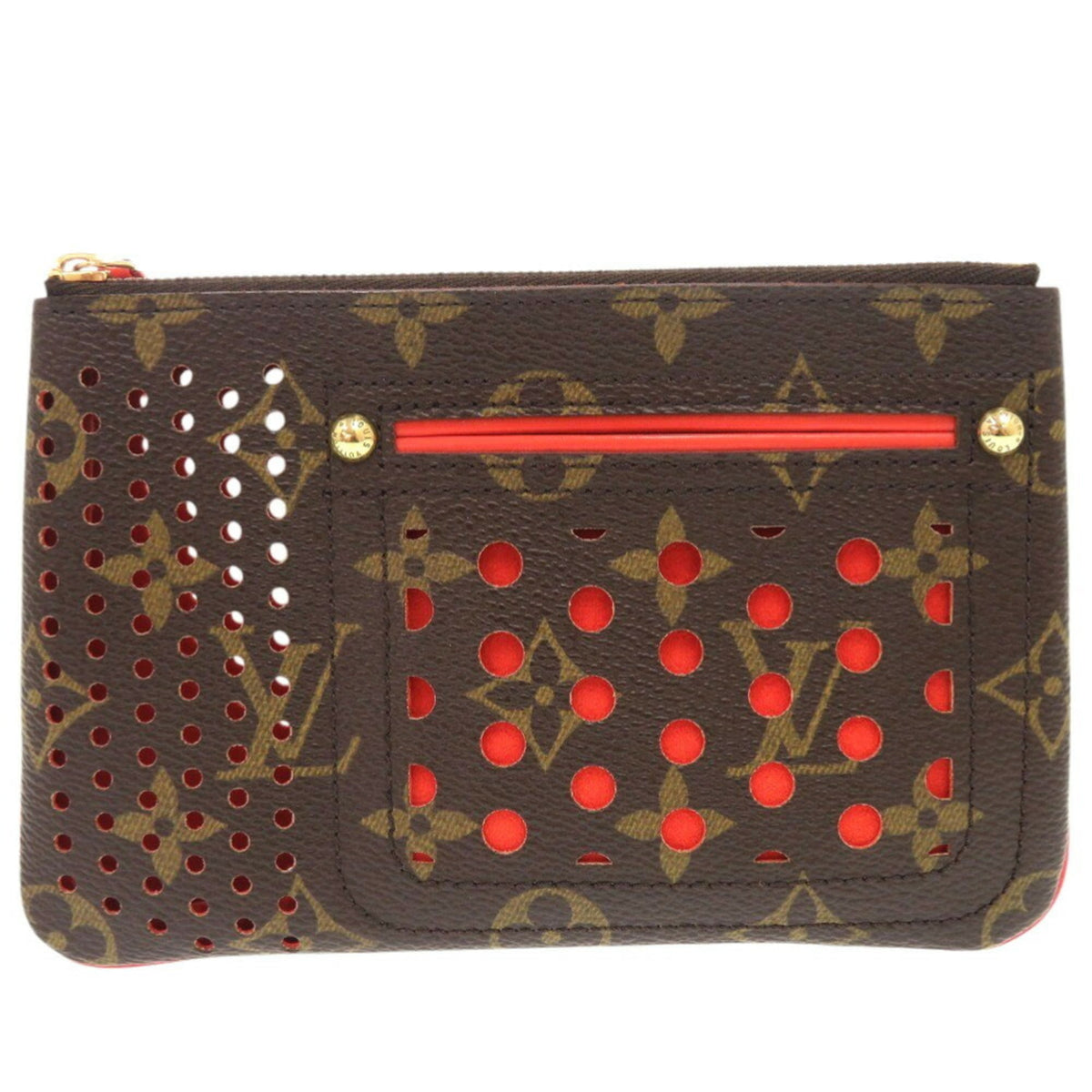 Louis Vuitton Lv Orange Monogram Monogram Perforated Pochette Pouch (Pre-Owned)