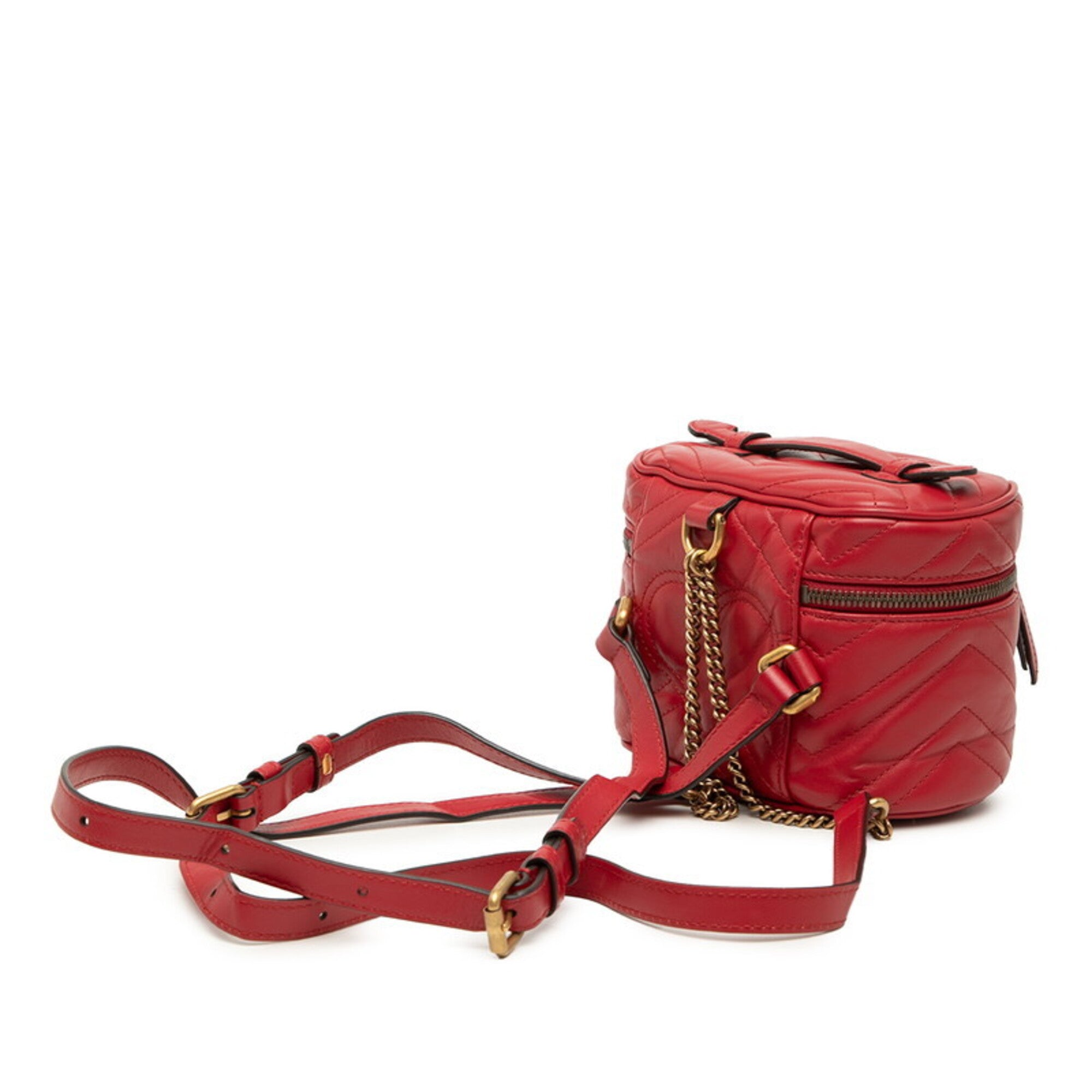 Gucci Gg Marmont Red Color Leather Backpack (Pre-Owned)