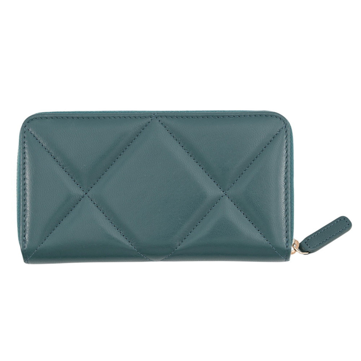 Chanel Dark Green Leather Long Wallet (Bi-Fold) (Pre-Owned)