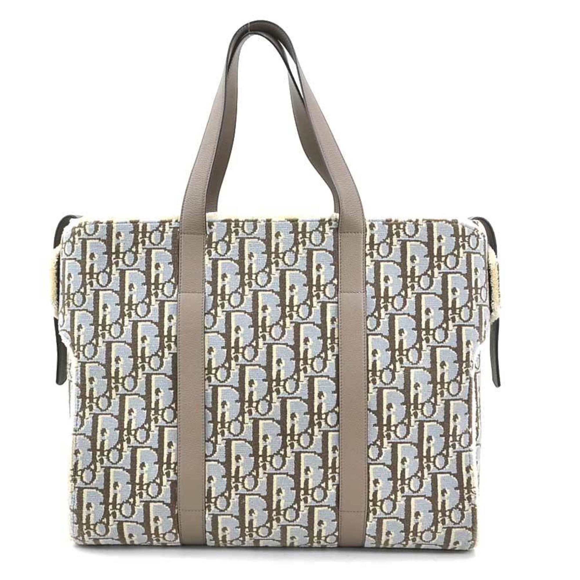 Christian Dior Gray Light Blue Leather Handbag (Pre-Owned)