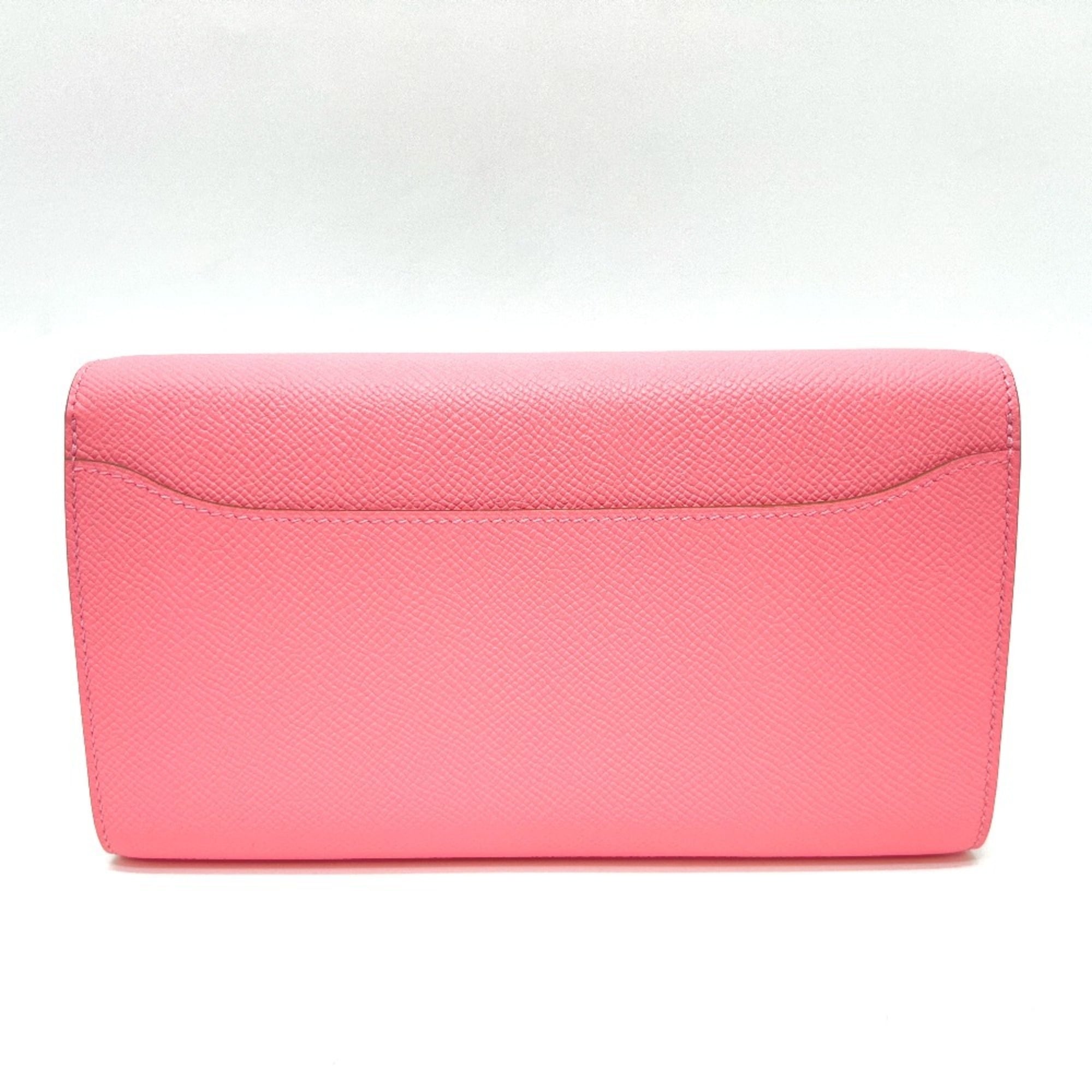 Hermes Pink Rose Confetti Epsom Leather Chain/Shoulder Wallet (Pre-Owned)