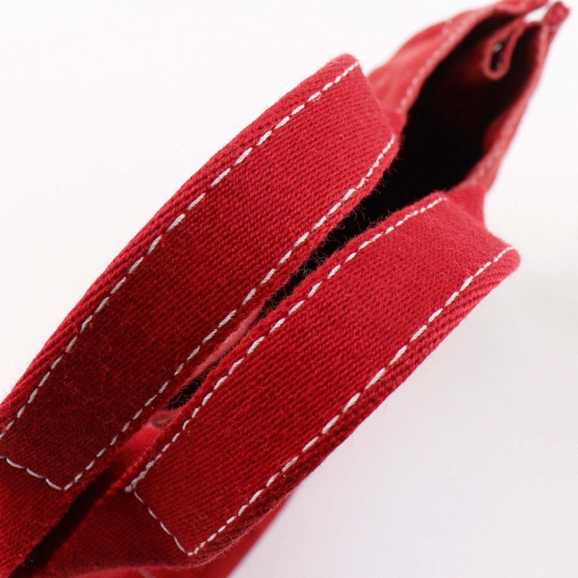 Hermes Red Color Canvas Handbag (Pre-Owned)