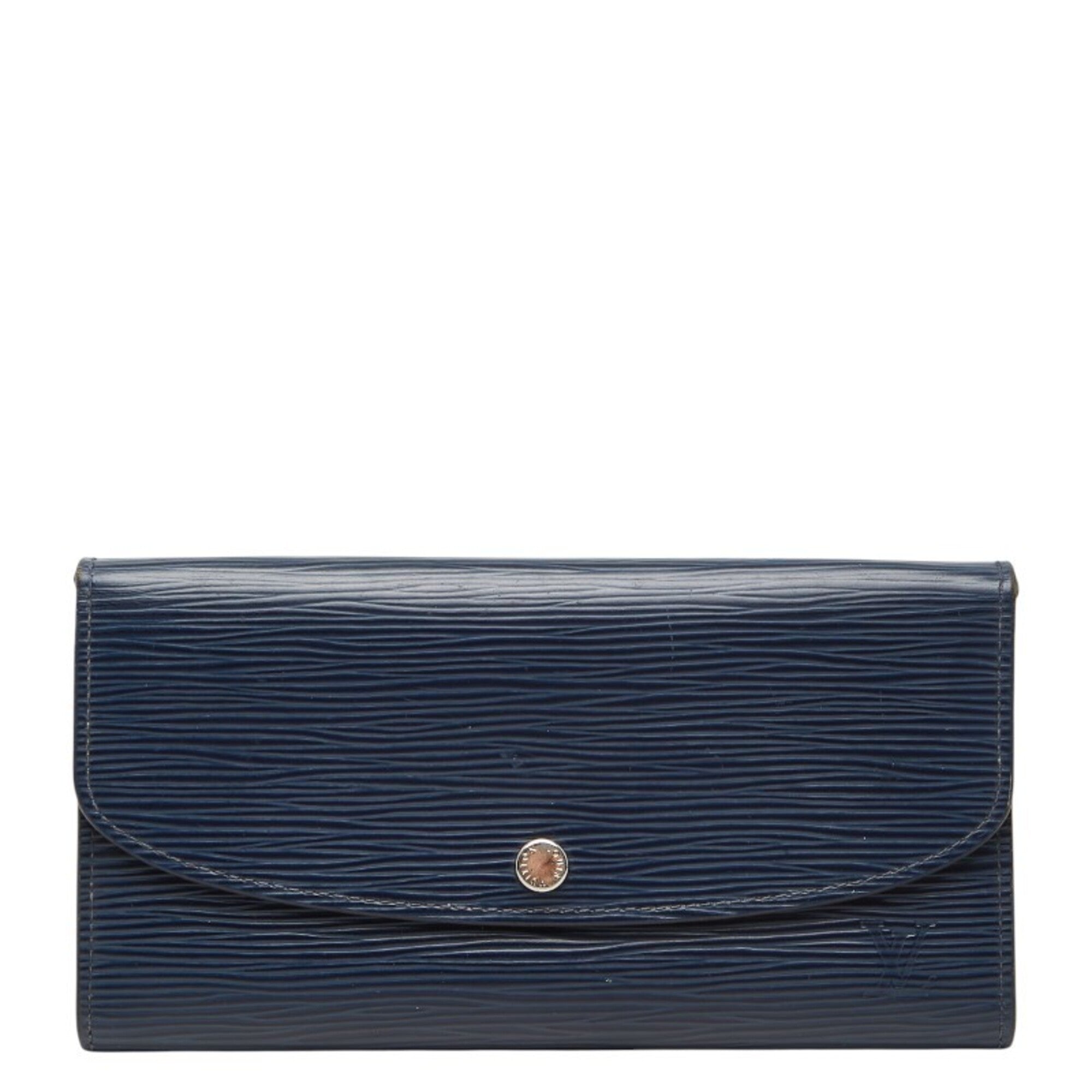 Louis Vuitton Blue Indigo Leather Long Wallet (Bi-Fold) (Pre-Owned)