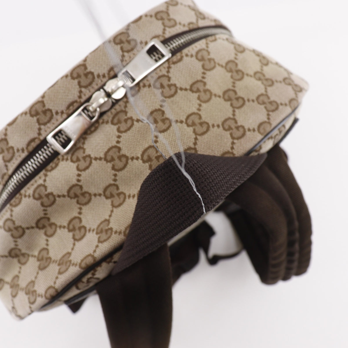 Gucci Gg Canvas Brown Gg Canvas Backpack (Pre-Owned)