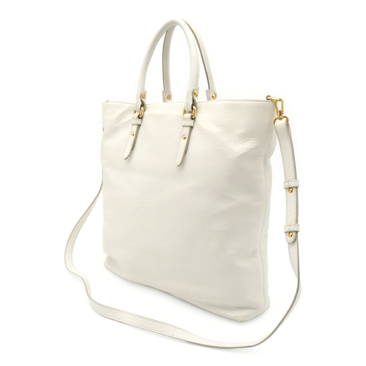 Versace White Leather Shoulder Bag Tote Bag (Pre-Owned)