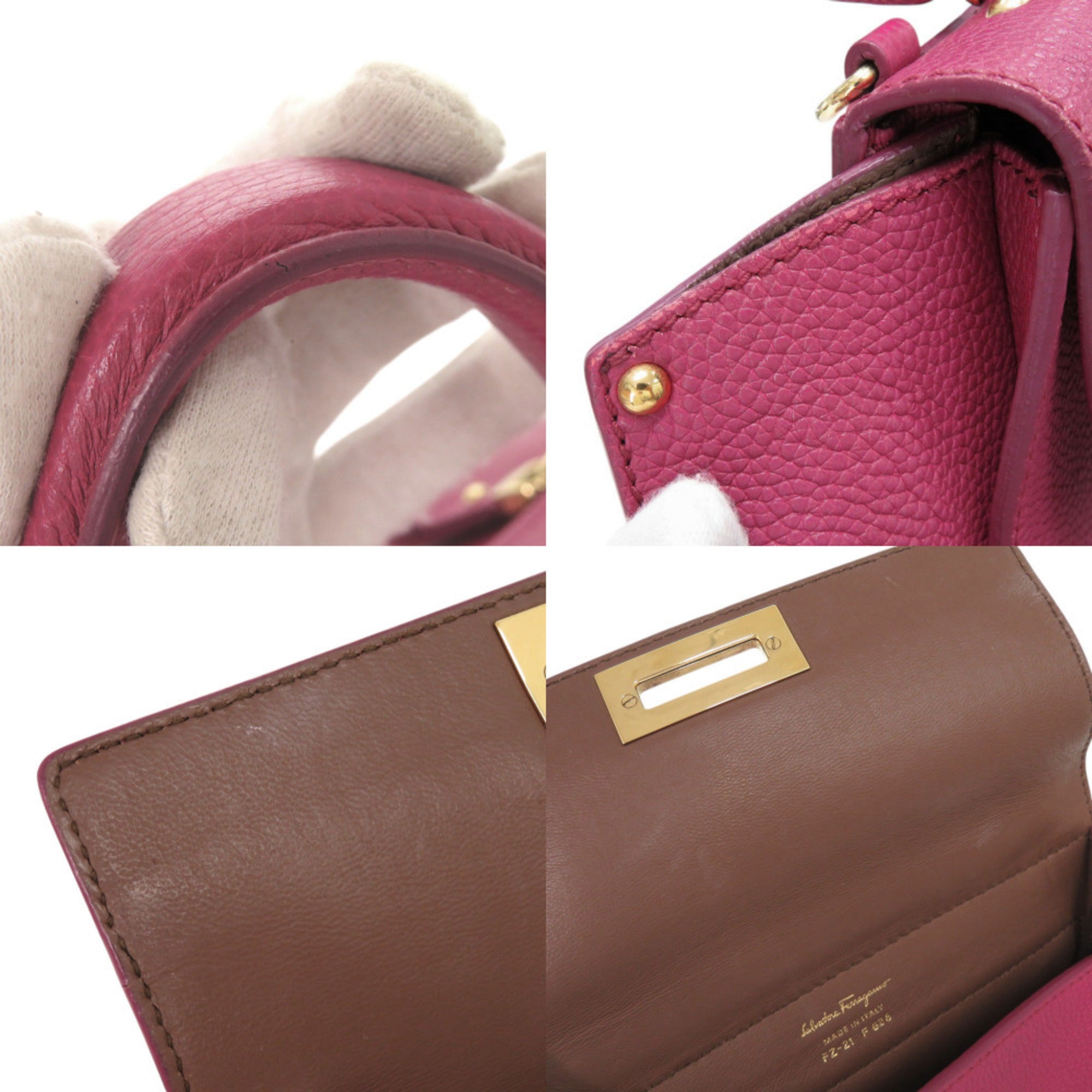 Salvatore Ferragamo Pink Leather Handbag Shoulder Bag (Pre-Owned)