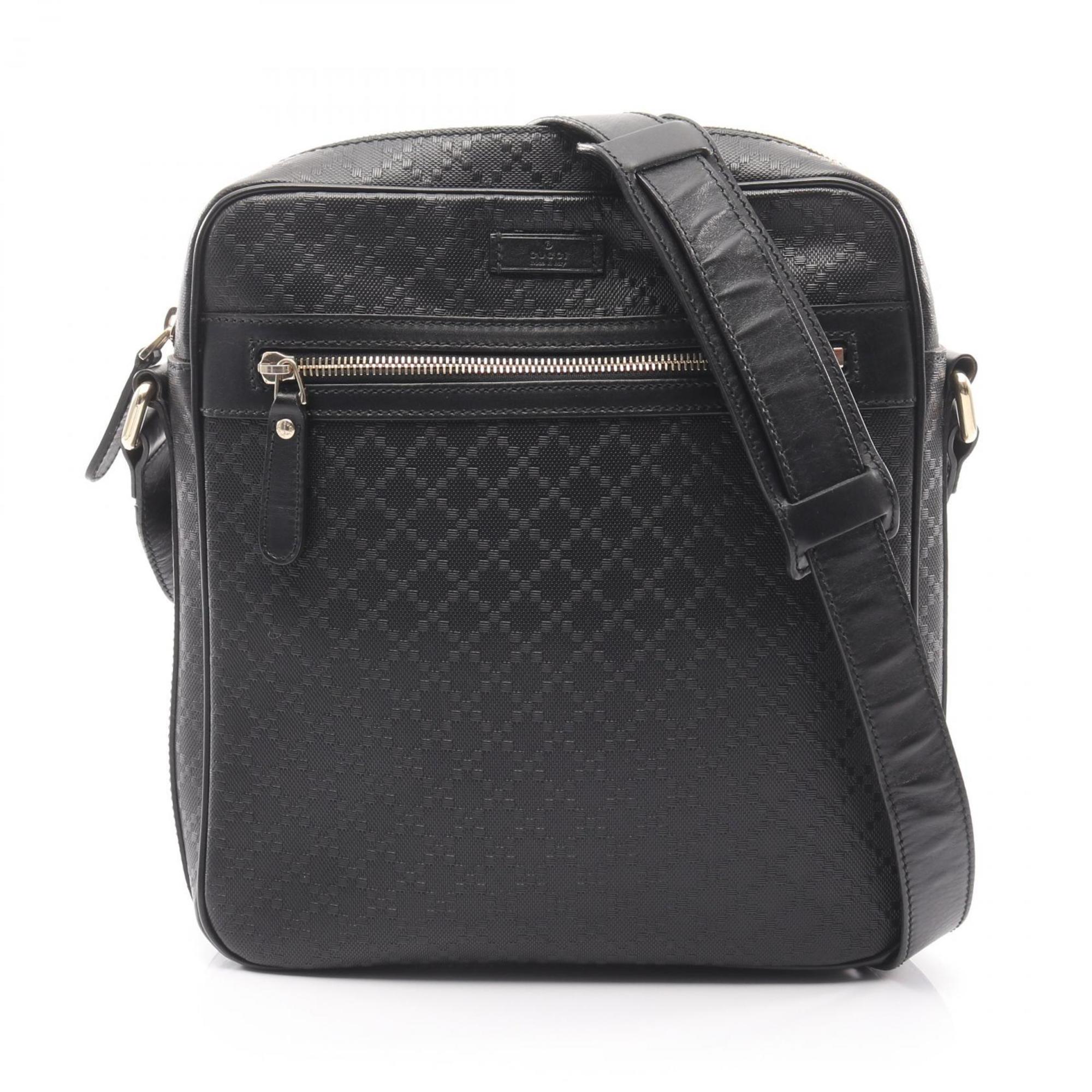 Gucci Black Coated Canvas Leather Shoulder Bag (Pre-Owned)