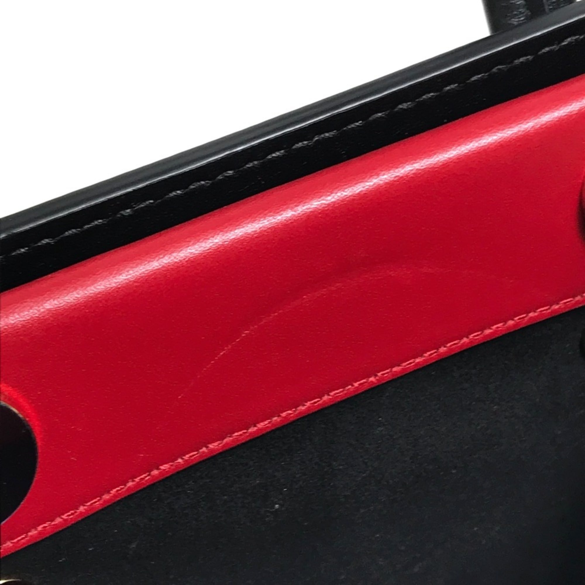 Dolce & Gabbana Black Red Color White Leather Handbag Shoulder Bag (Pre-Owned)