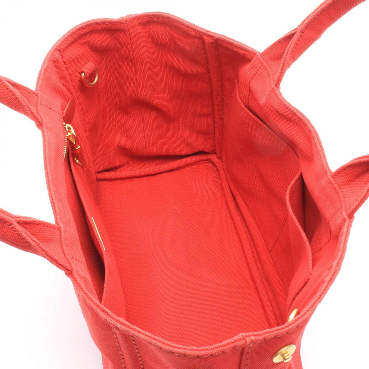 Prada Red Color Canvas Handbag Tote Bag (Pre-Owned)