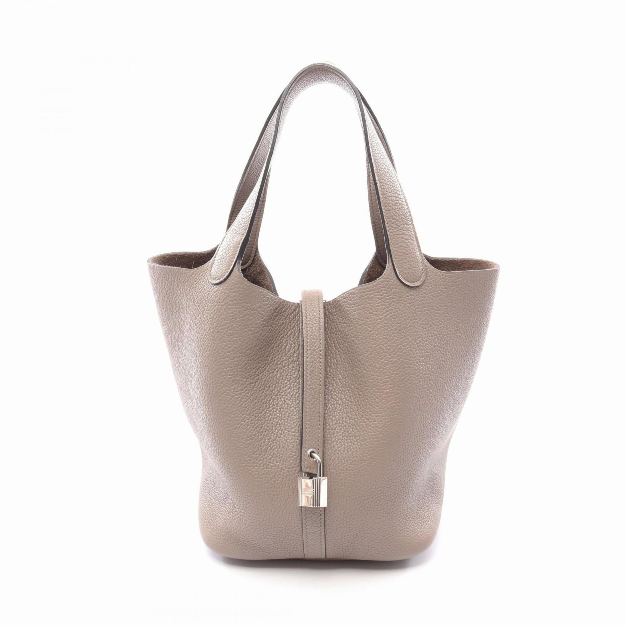 Hermes Beige Gris Tourterelle Taurillon Clemence Leather Handbag (Pre-Owned)