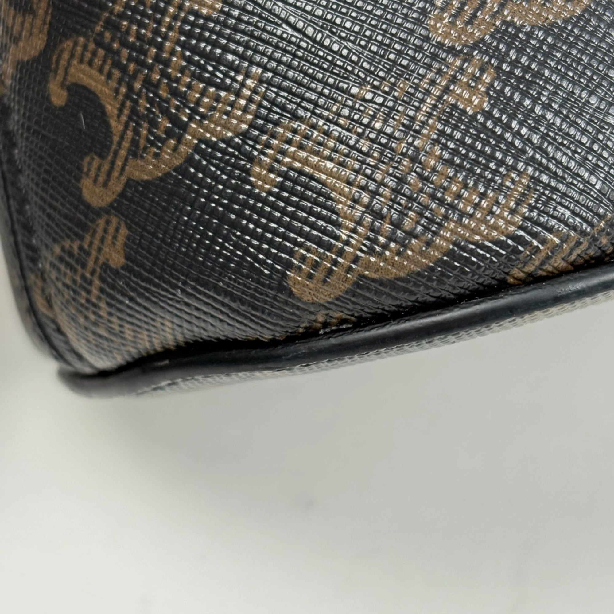 Celine Black Brown Coated Canvas Leather Handbag Shoulder Bag (Pre-Owned)