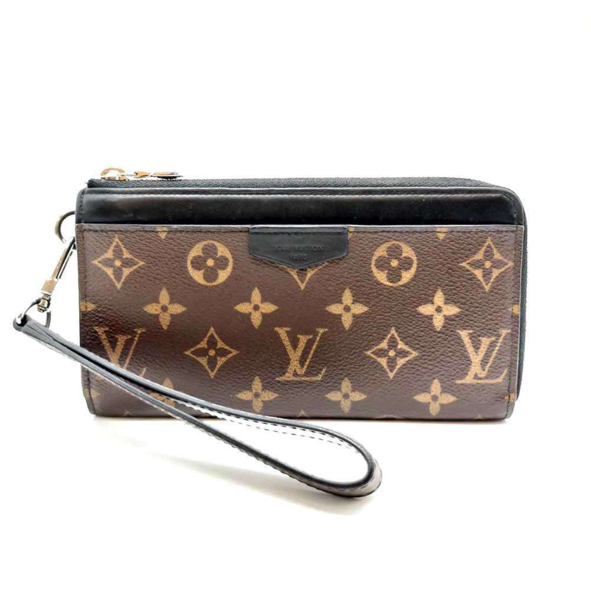 Louis Vuitton Monogram Macassar Black Brown Long Wallet (Bi-Fold) (Pre-Owned)