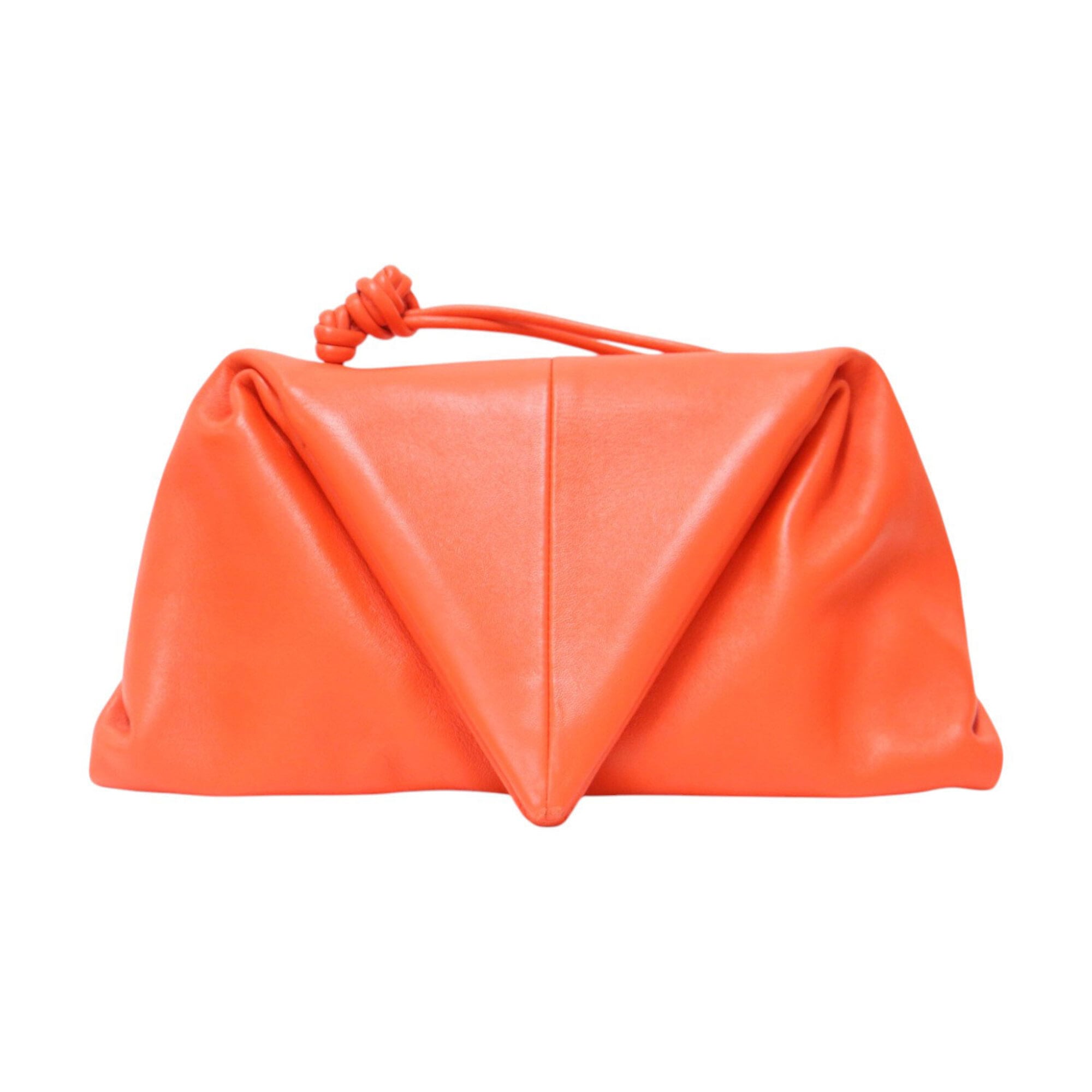 Bottega Veneta Orange Leather Clutch Bag Handbag (Pre-Owned)