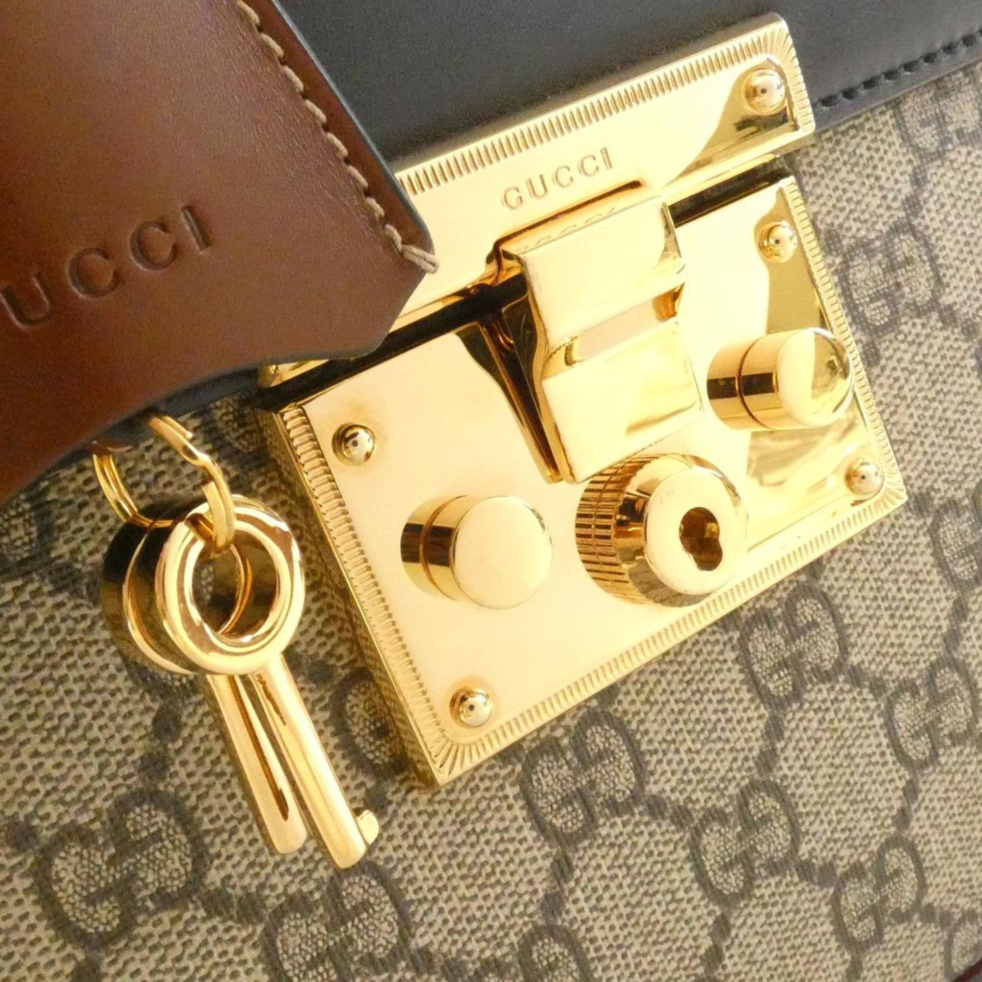 Gucci Beige Brown Gg Supreme Canvas Handbag (Pre-Owned)
