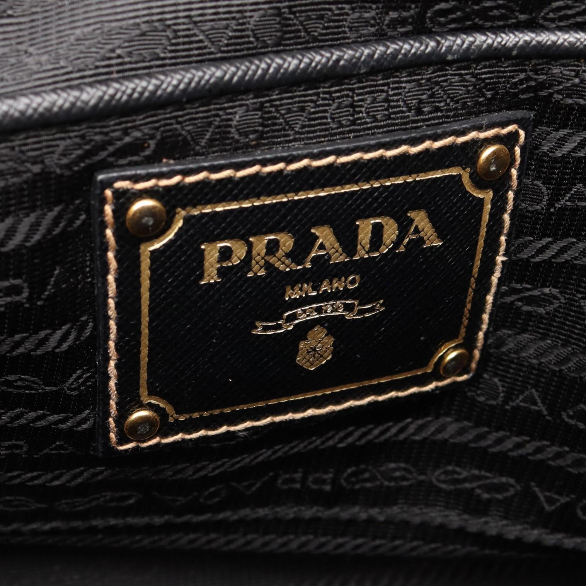 Prada Black Canvas Leather Handbag (Pre-Owned)