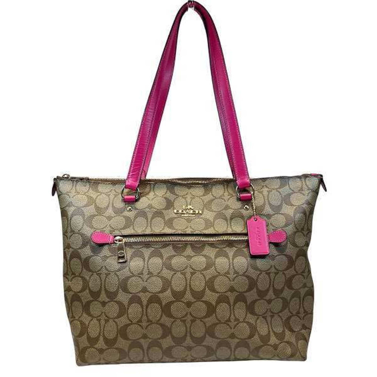 Coach Beige Pink Pvc Leather Handbag Shoulder Bag Tote Bag (Pre-Owned)