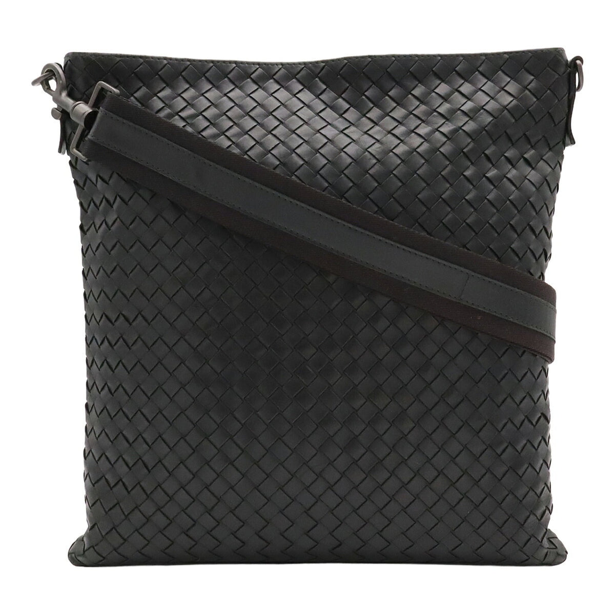 Bottega Veneta Black Intrecciato Shoulder Bag (Pre-Owned)