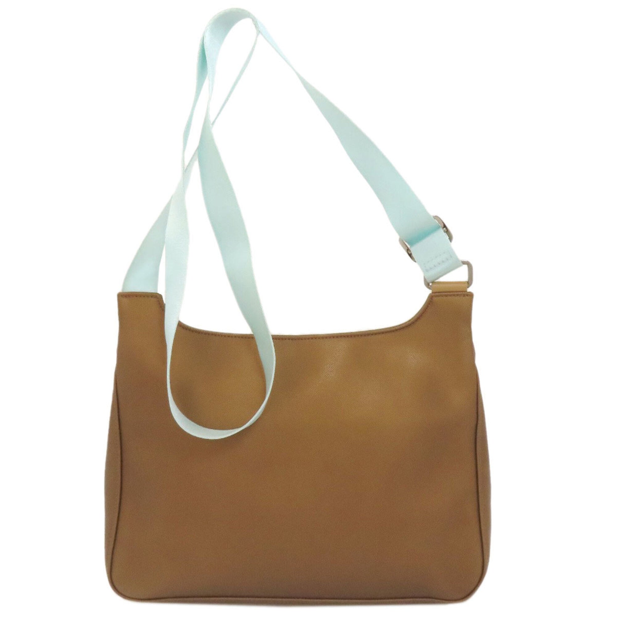 Longchamp Brown Light Blue Leather Shoulder Bag (Pre-Owned)