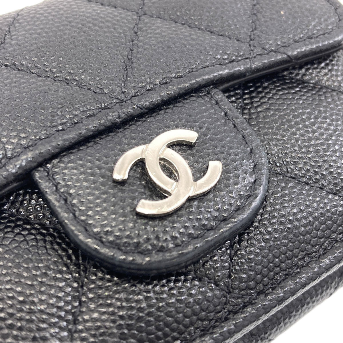 Chanel Matelasse Black Leather Wallet (Tri-Fold) (Pre-Owned)