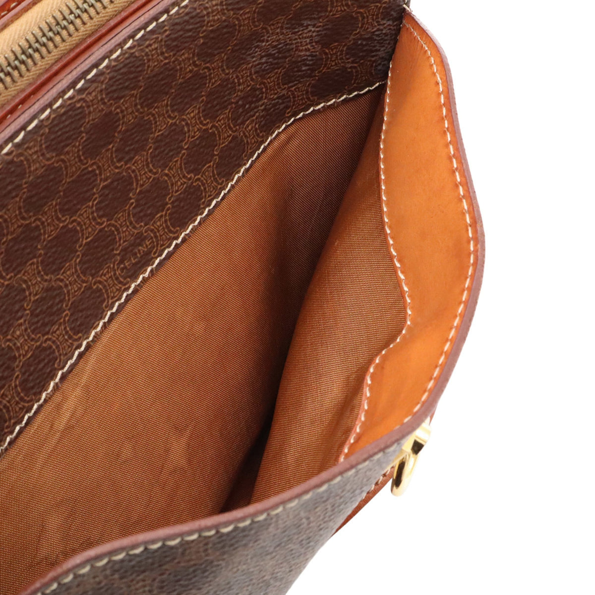 Celine Macadam Brown Dark Brown Coated Canvas Shoulder Bag (Pre-Owned)