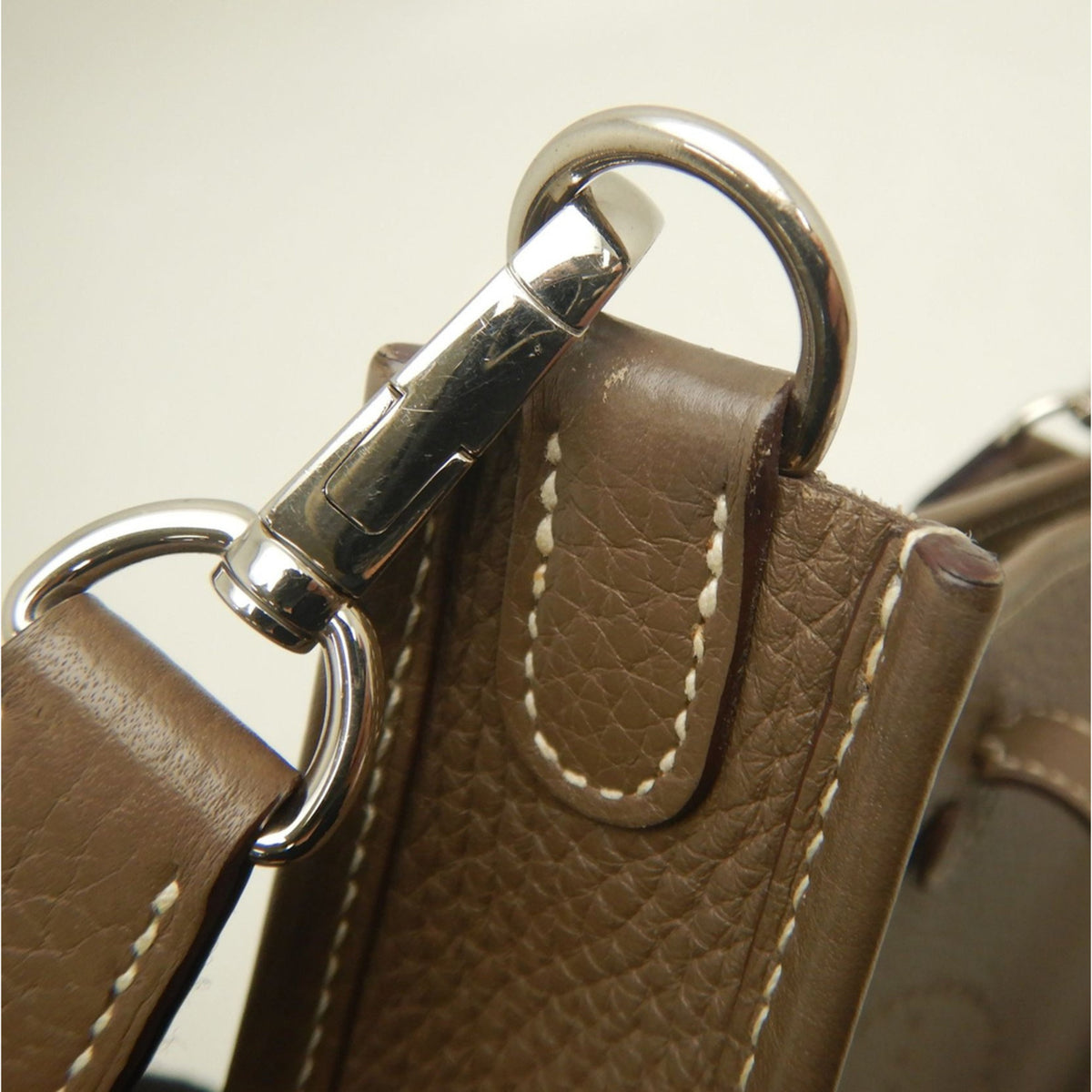 Hermes Etoupe Gray Taurillon Clemence Leather Shoulder Bag (Pre-Owned)