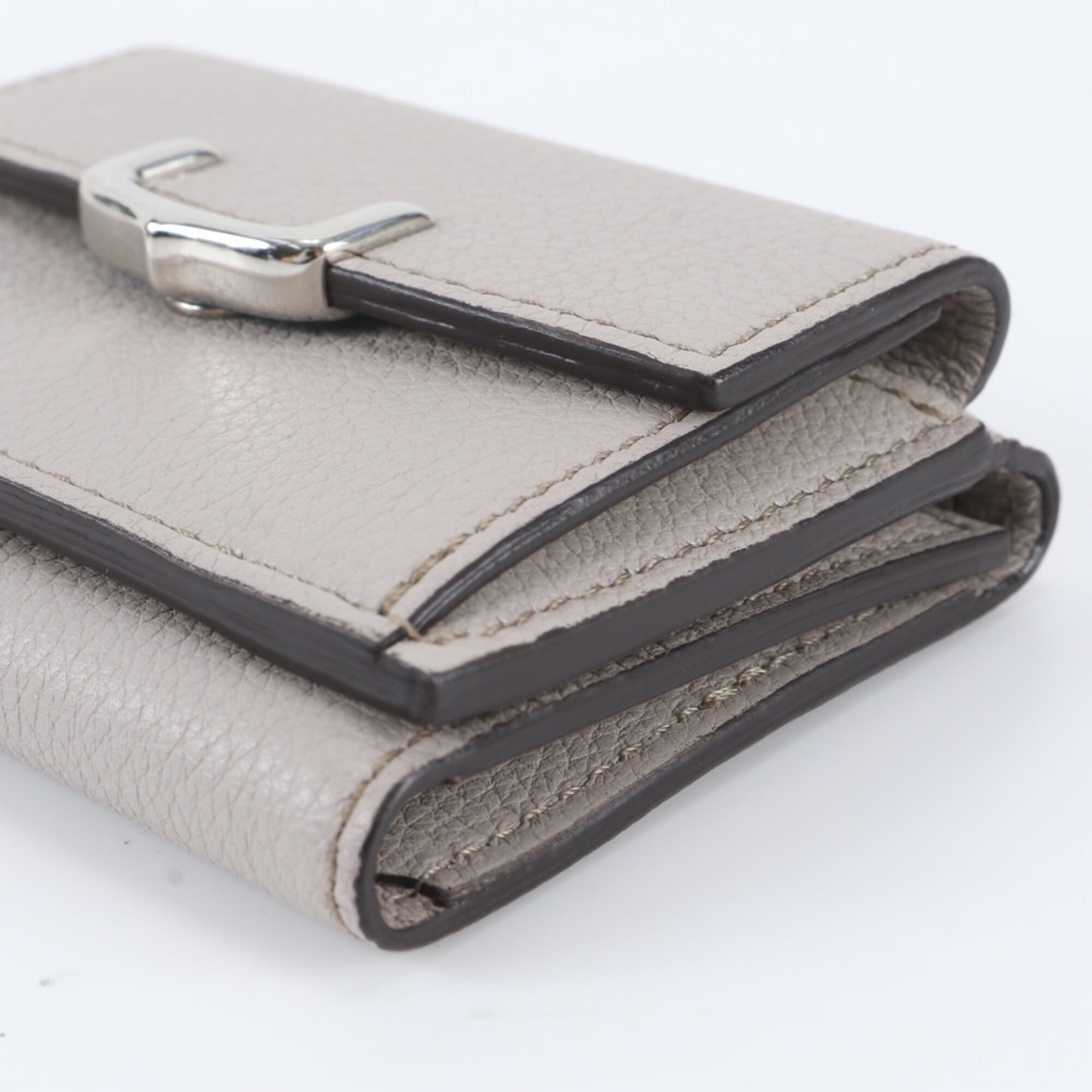 Cartier C De Cartier Beige Leather Wallet (Tri-Fold) (Pre-Owned)
