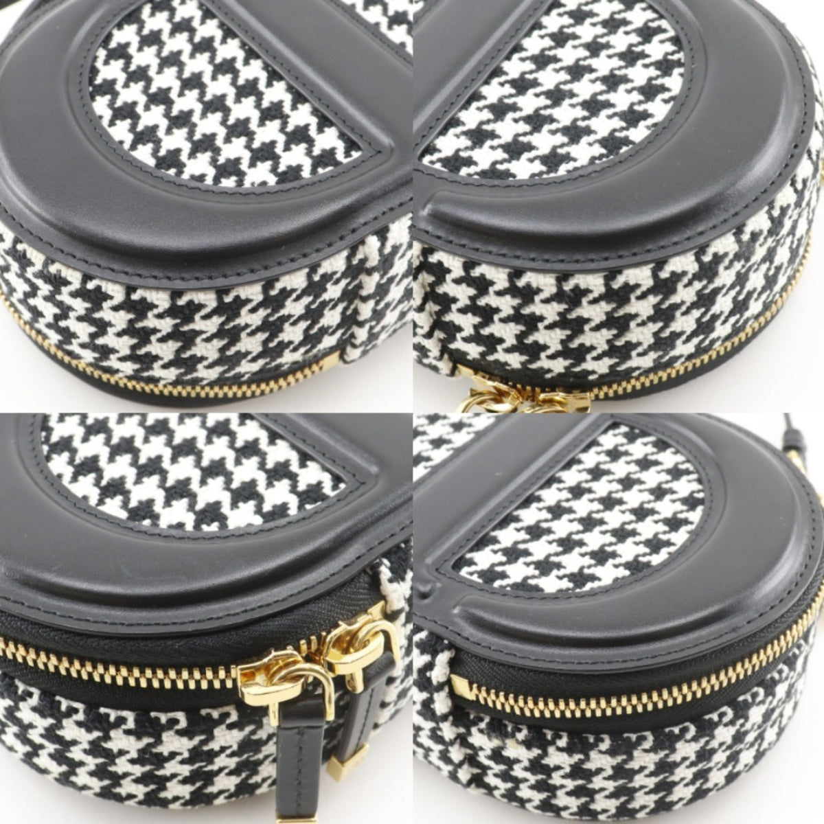 Christian Dior Black White Canvas Leather Shoulder Bag (Pre-Owned)