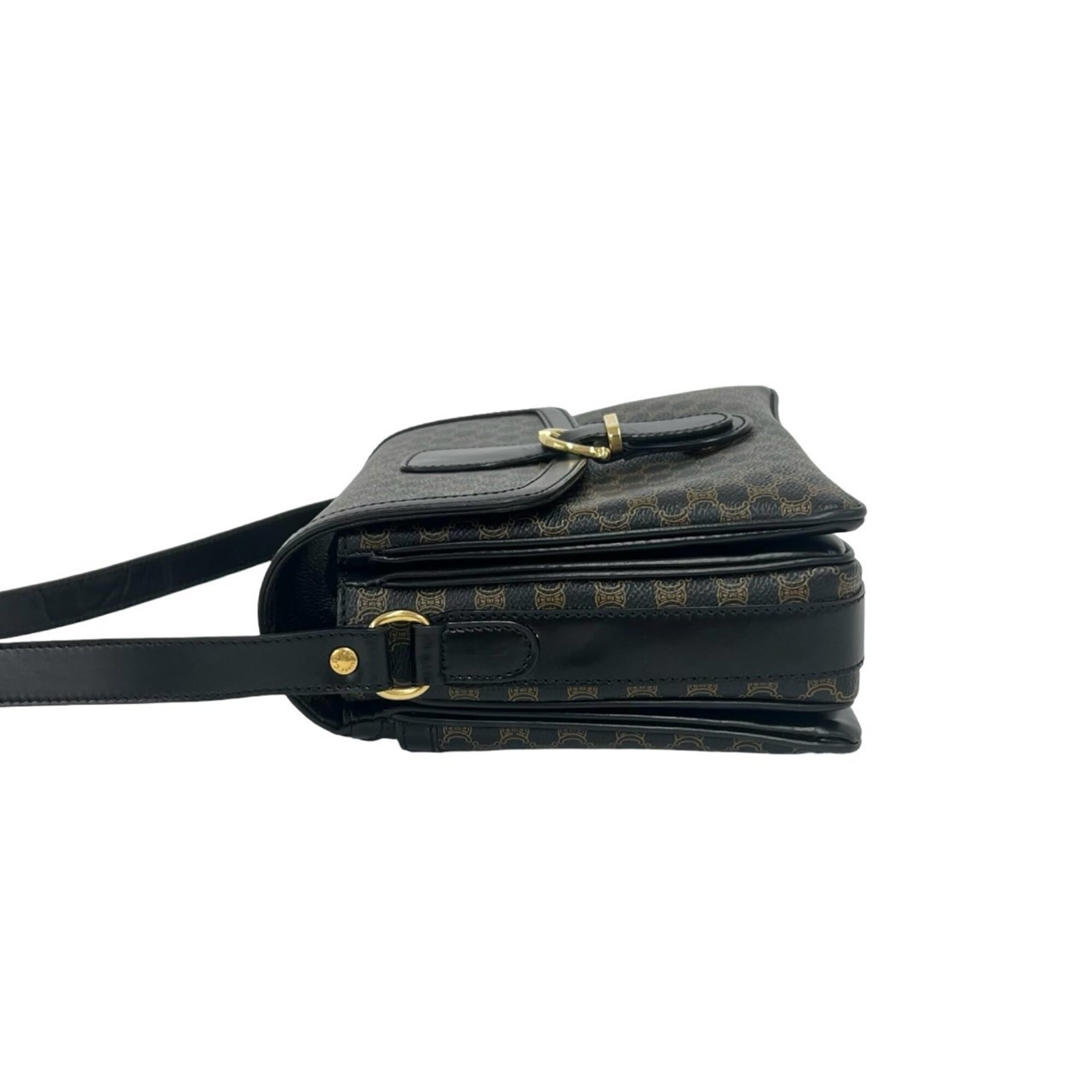 Celine Black Brown Leather Pvc Pochette Shoulder Bag (Pre-Owned)