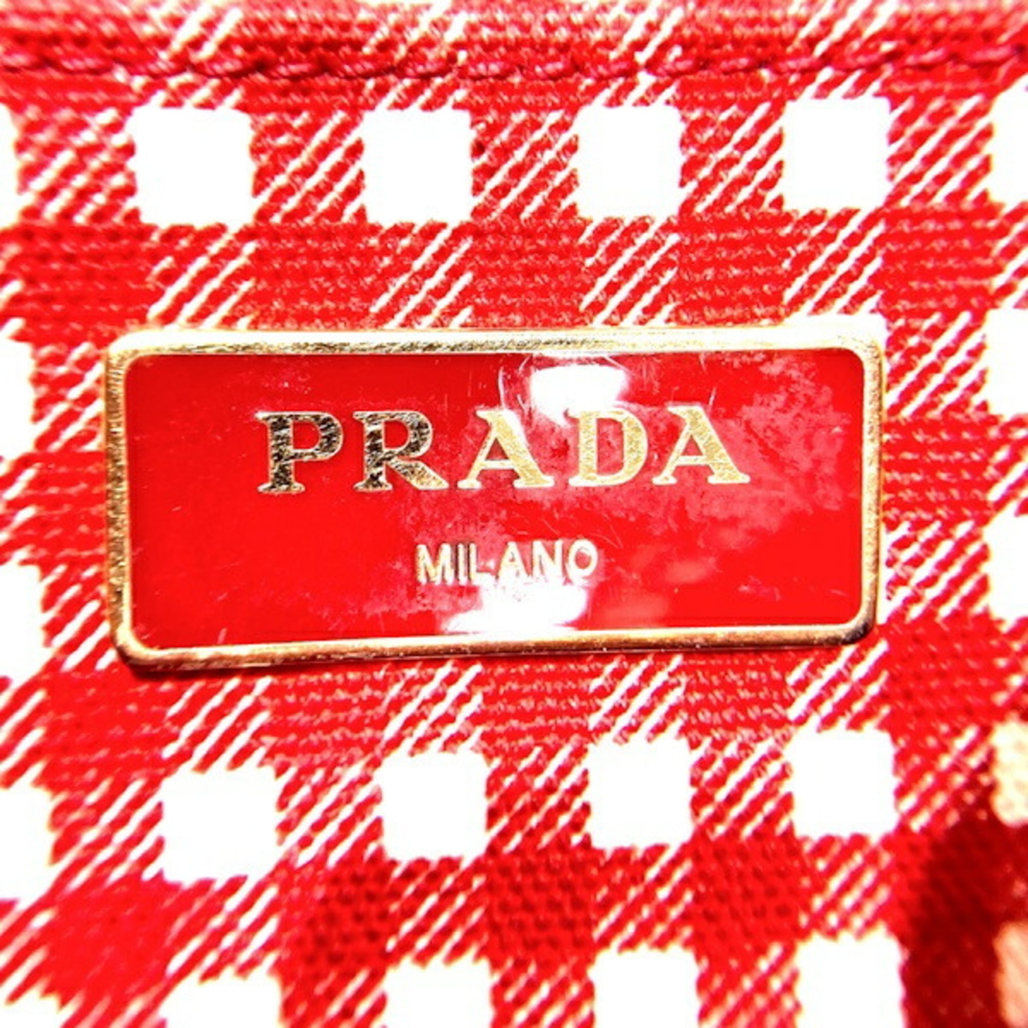 Prada Canapa Red Color Canvas Handbag Tote Bag (Pre-Owned)
