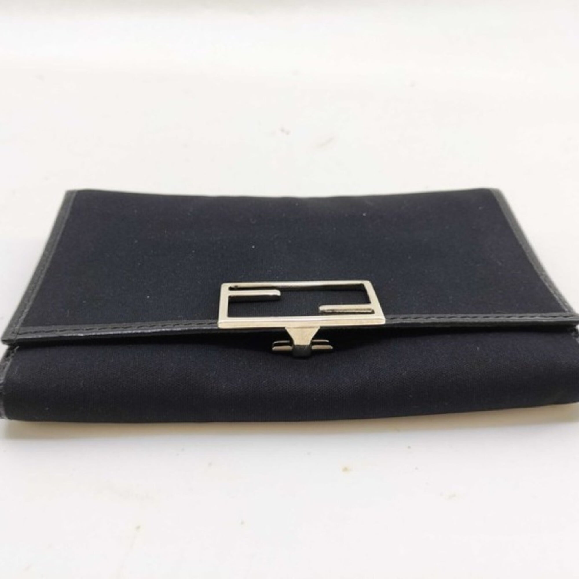 Fendi Black Canvas Leather Wallet (Tri-Fold) (Pre-Owned)