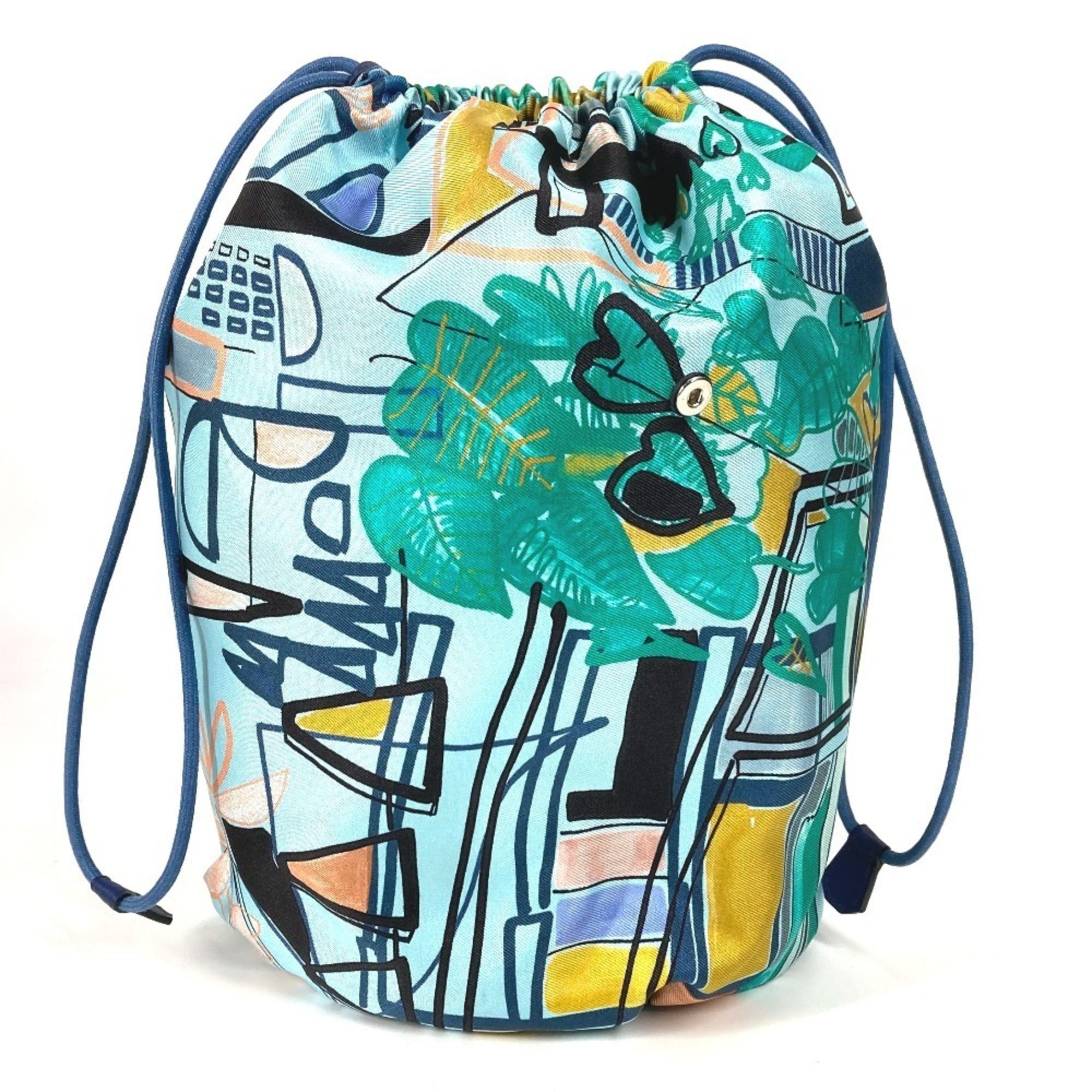 Hermes Blue Navy Leather Silk Shoulder Bag (Pre-Owned)