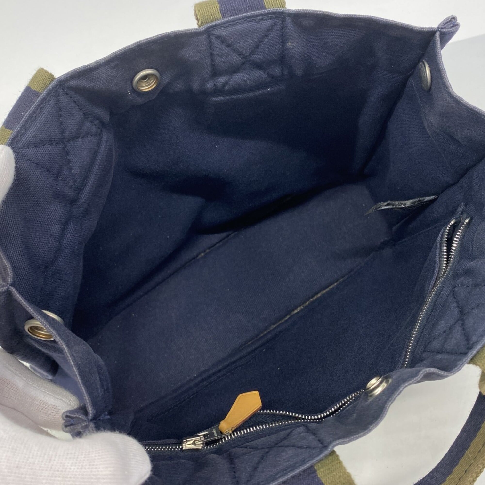 Hermes Navy Canvas Handbag (Pre-Owned)