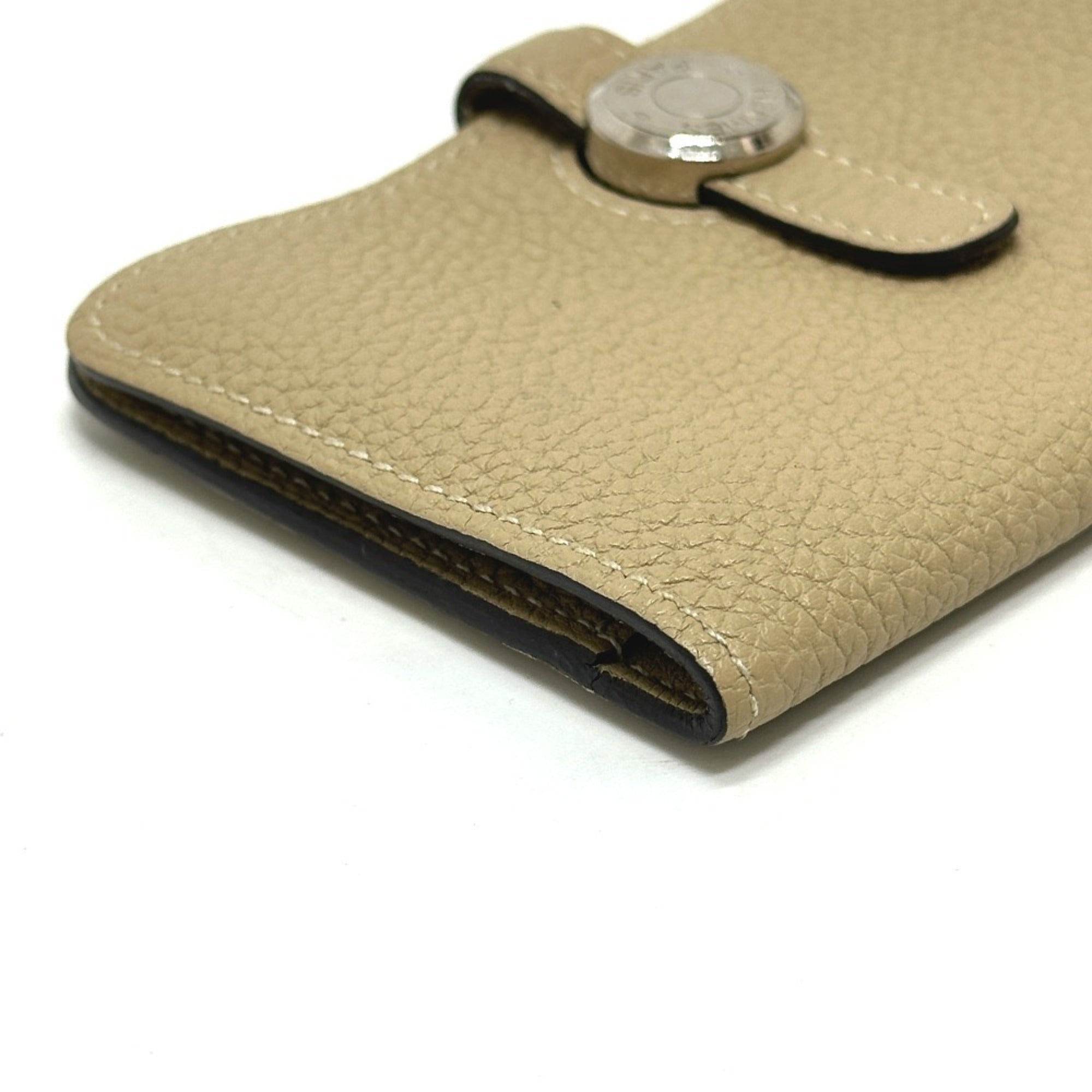 Hermes Dogon Beige Taurillon Clemence Leather Coin Purse/Coin Case (Pre-Owned)