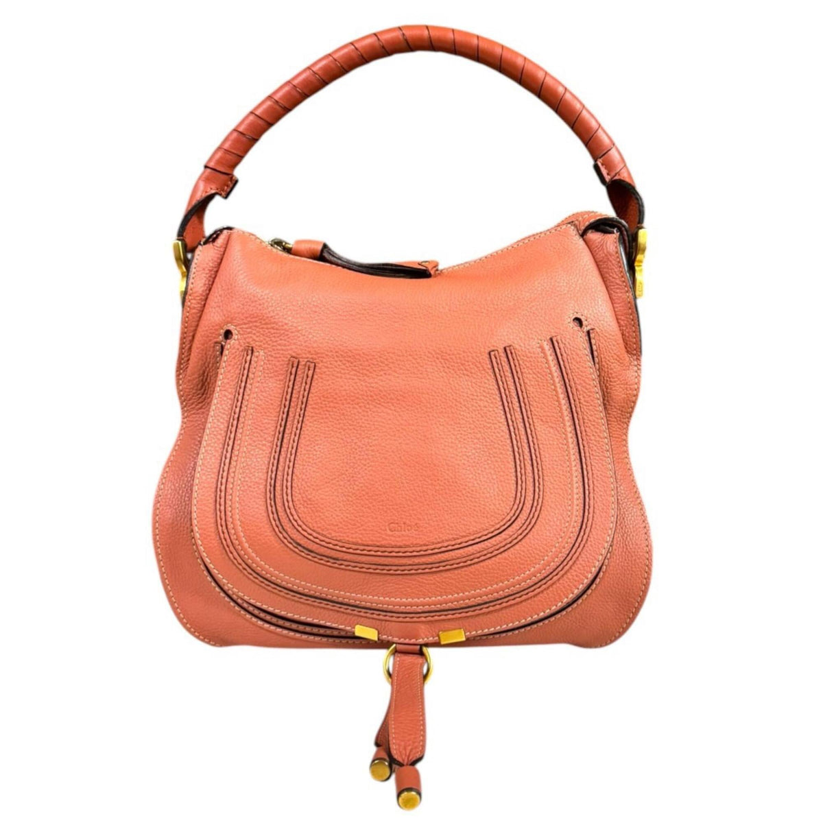 Chloé Marcie Orange Leather Shoulder Bag (Pre-Owned)