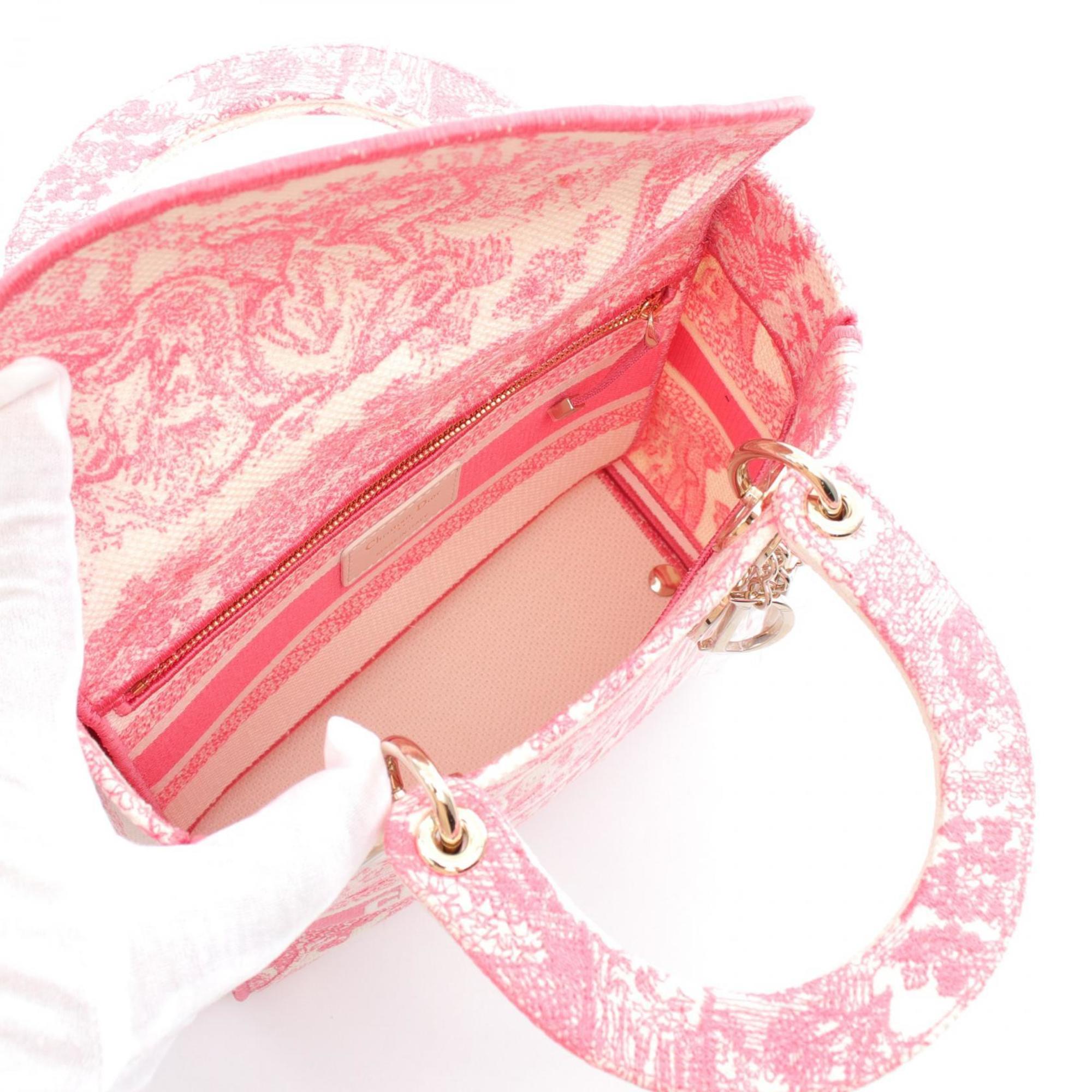 Christian Dior Pink White Canvas Handbag (Pre-Owned)