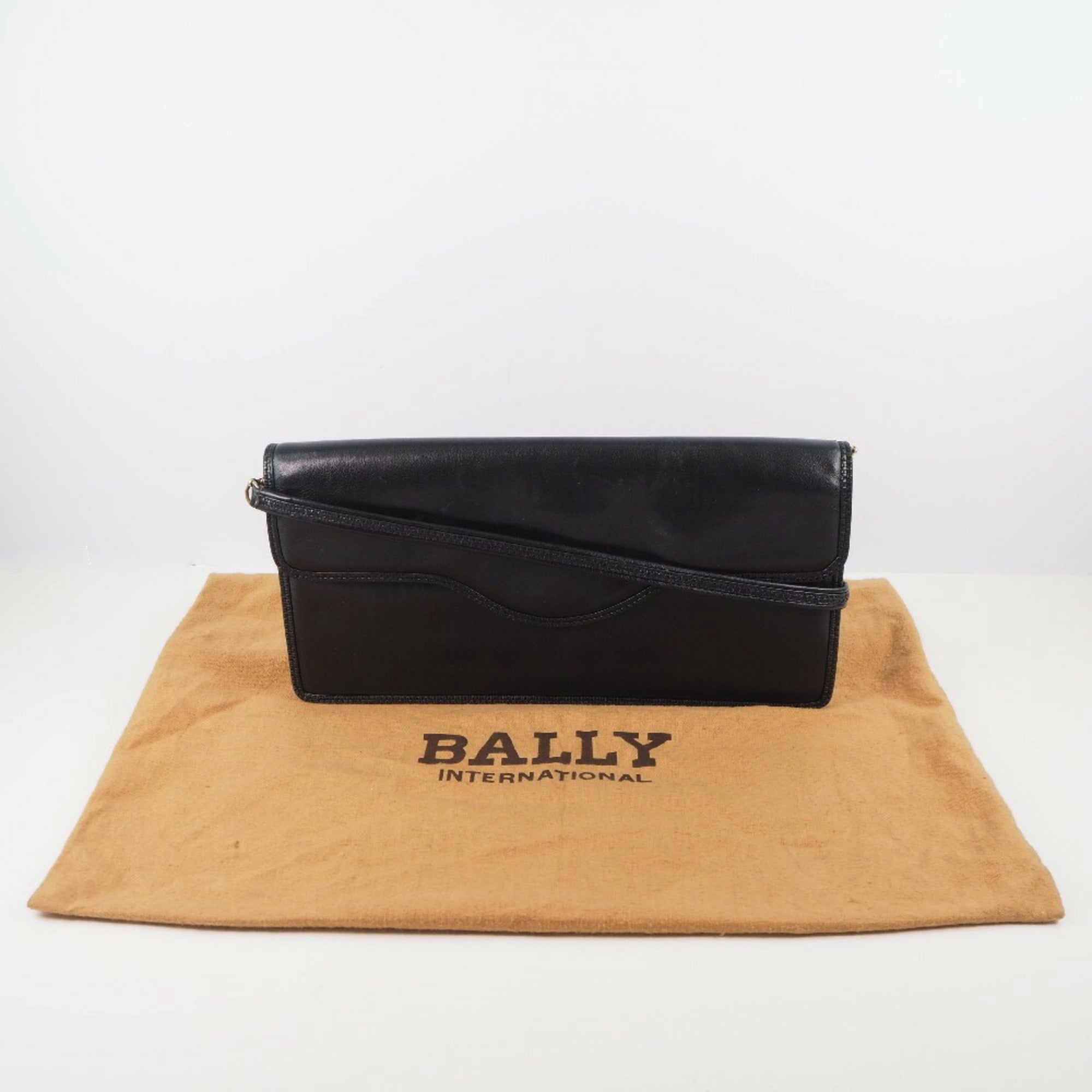 Bally Black Gold Leather Shoulder Bag (Pre-Owned)