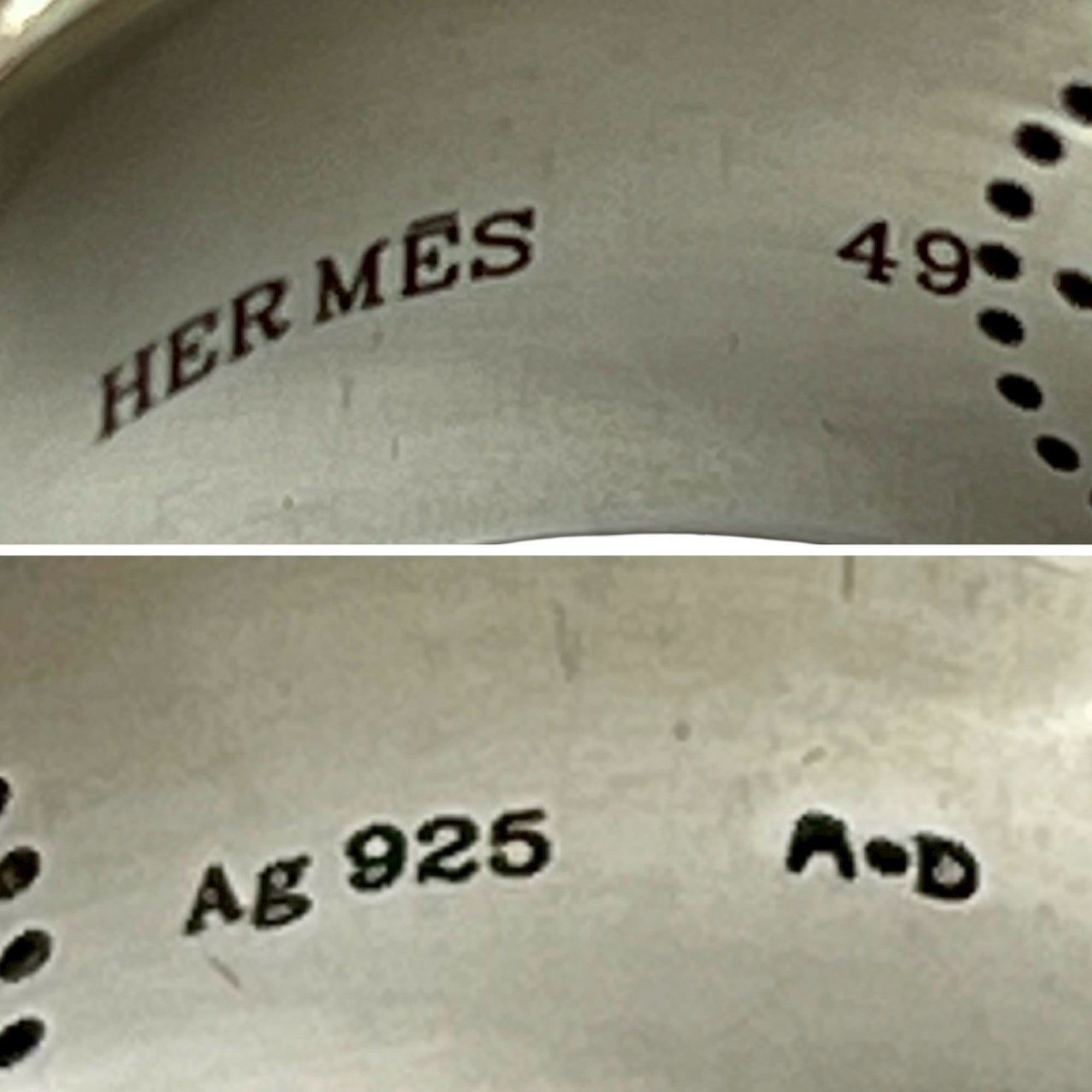 Hermes Silver Silver 925 Band Ring (Pre-Owned)