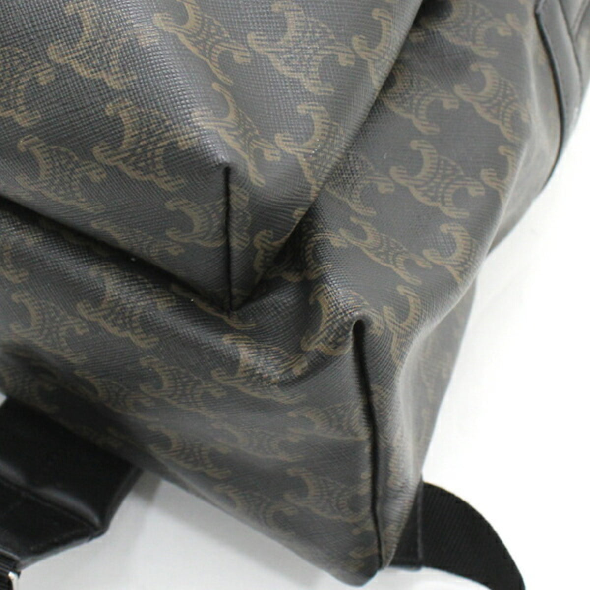 Celine Black Brown Canvas Leather Backpack (Pre-Owned)