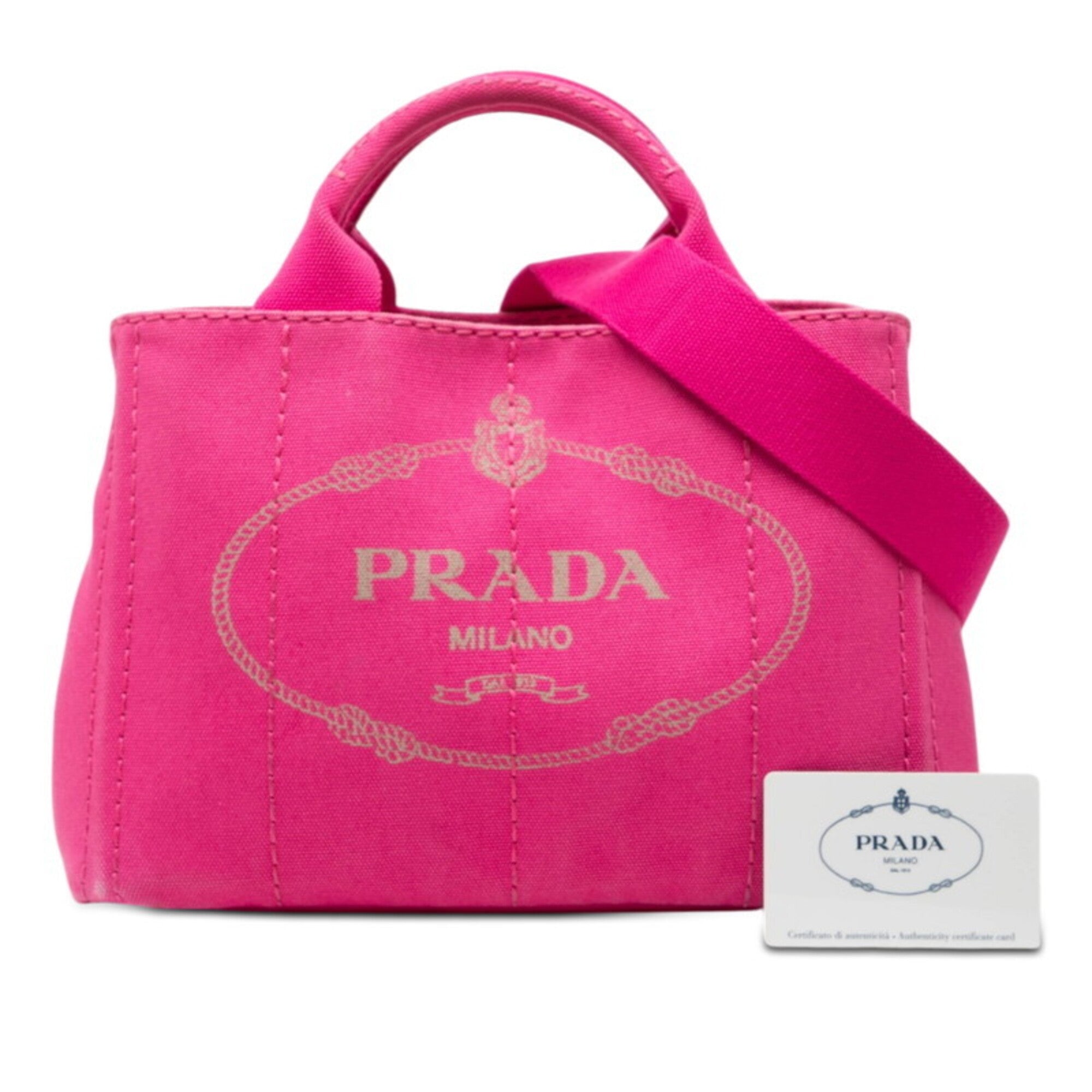 Prada Pink Canvas Handbag Shoulder Bag (Pre-Owned)