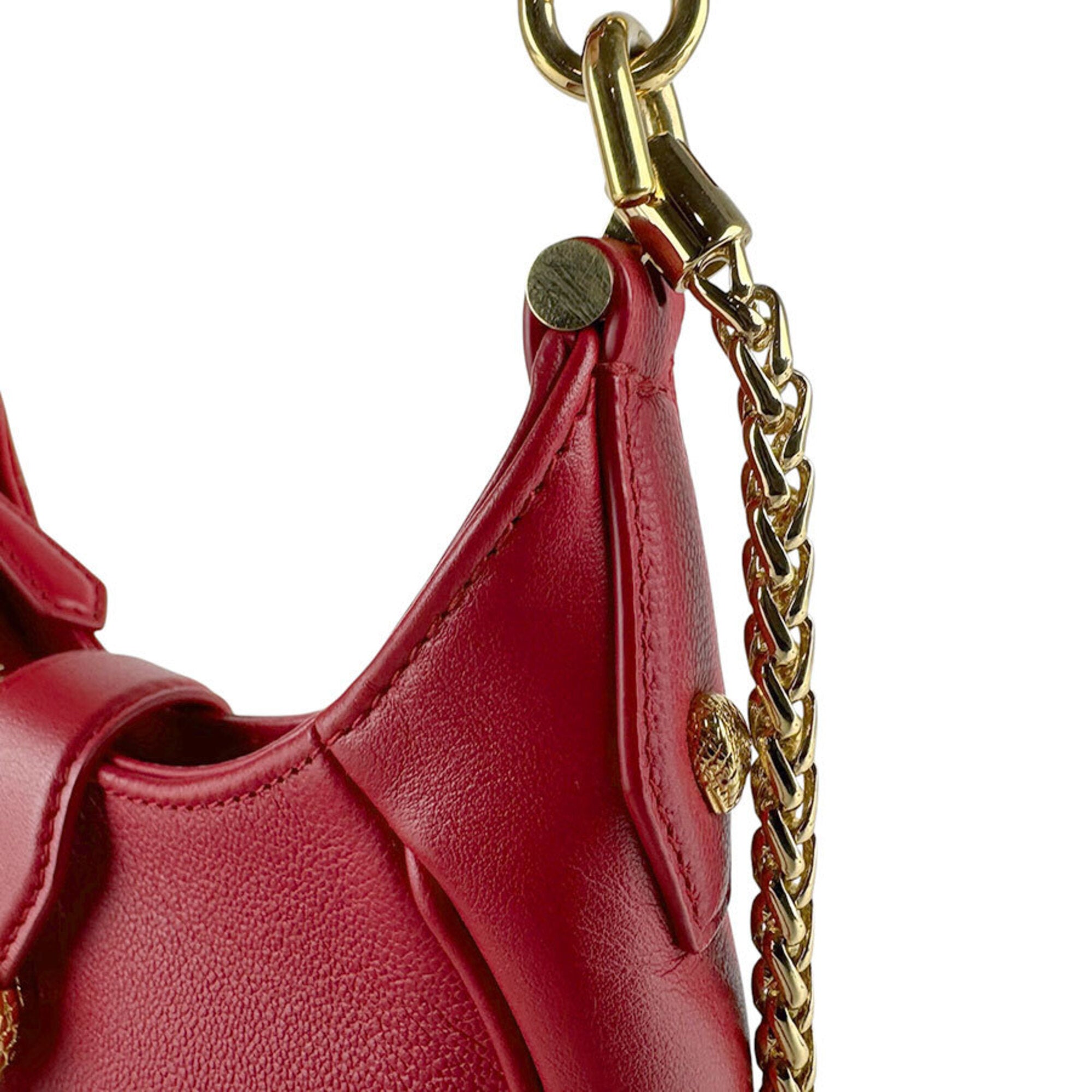 Bvlgari Red Color Leather Handbag Shoulder Bag (Pre-Owned)