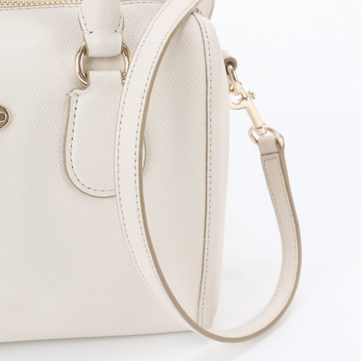Coach Ivory Leather Boston Bag Crossbody Bag Handbag Shoulder Bag Tote Bag (Pre-Owned)