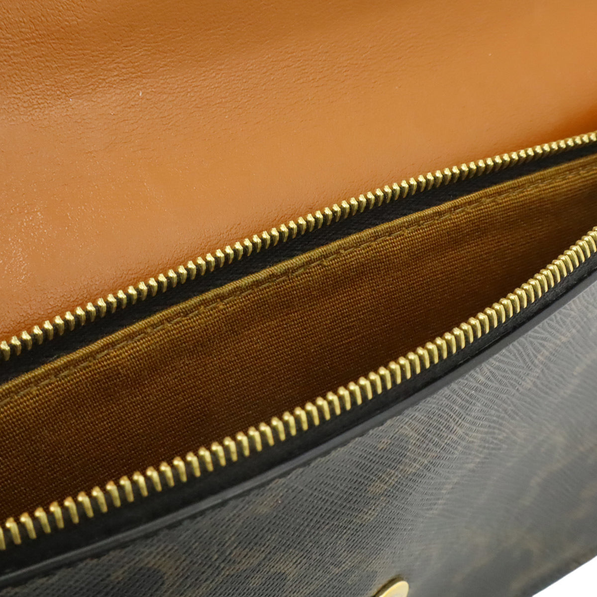 Celine Dark Brown Canvas Clutch Bag Pochette Shoulder Bag (Pre-Owned)