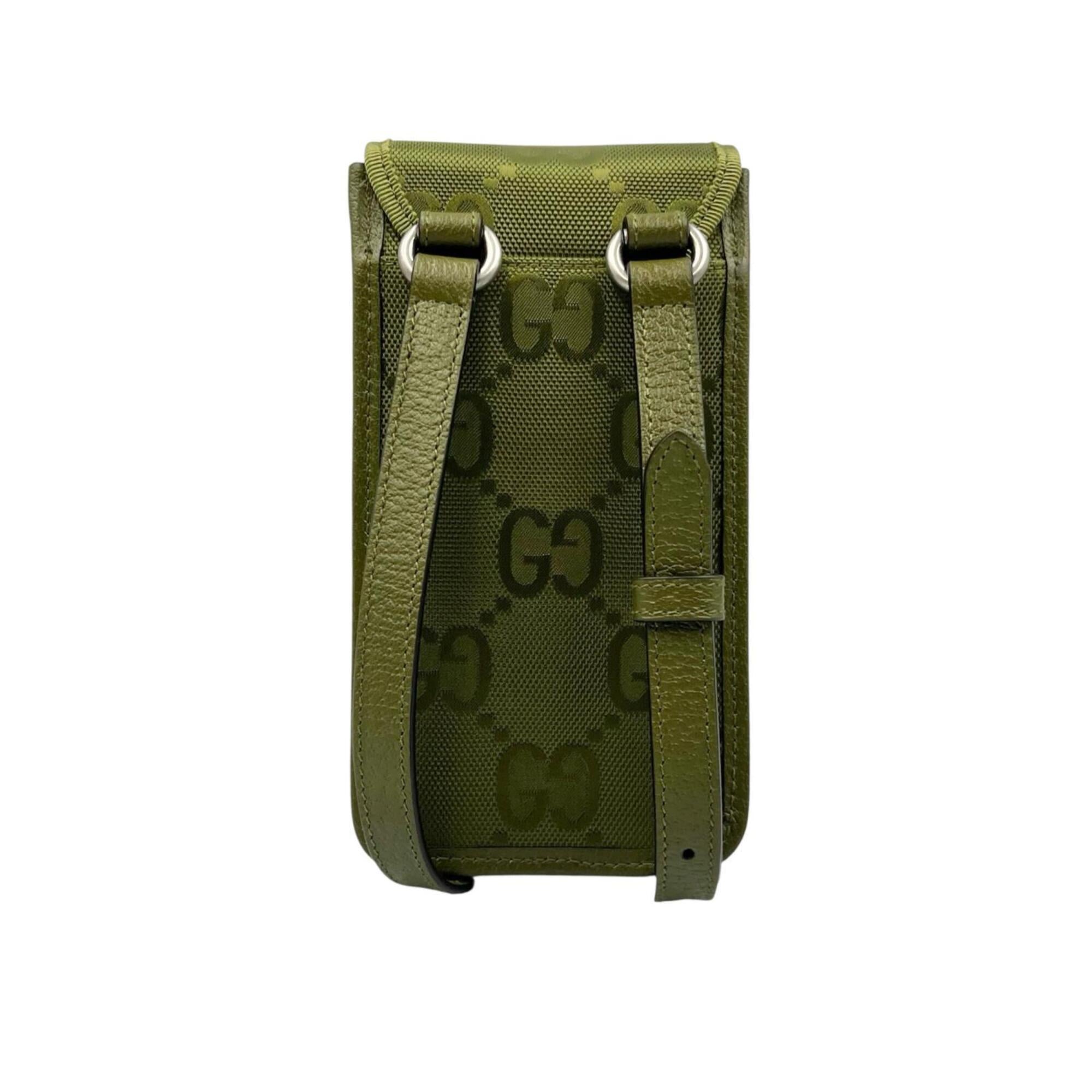 Gucci Green Leather Gg Canvas Shoulder Bag (Pre-Owned)