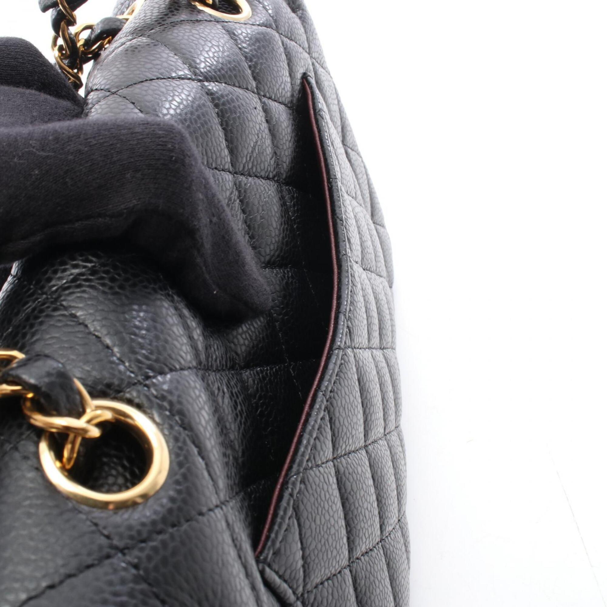 Chanel Black Grained Calfskin Handbag Shoulder Bag (Pre-Owned)